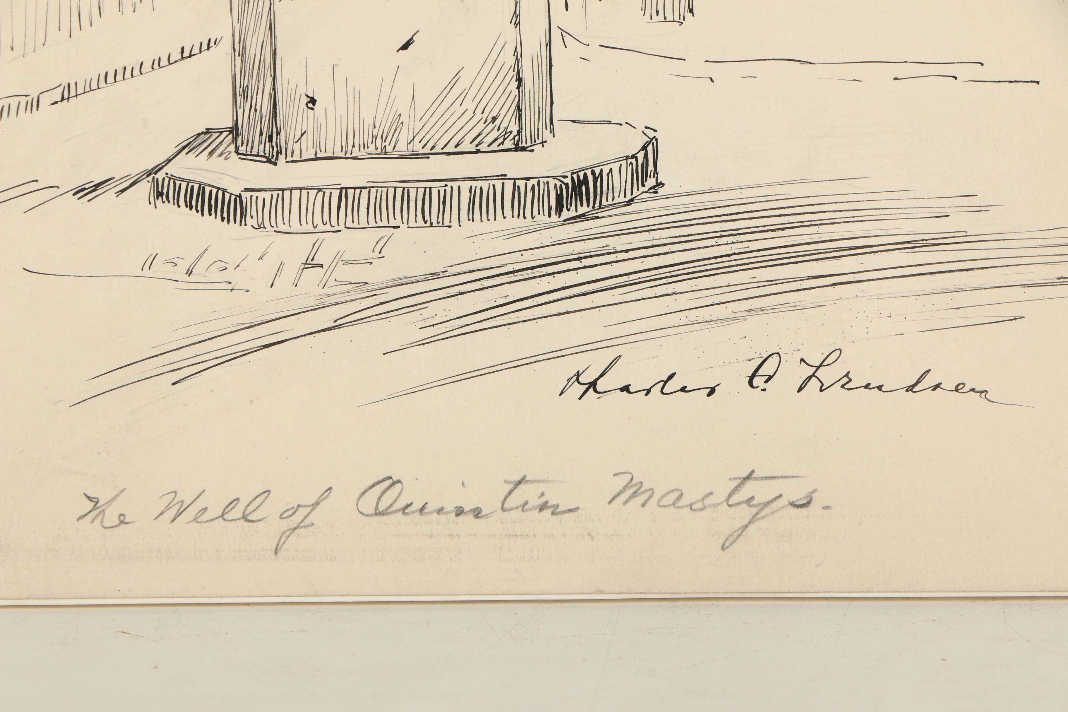 Charles C. Svendsen Ink Drawing "The Well of Quintin Mastys"