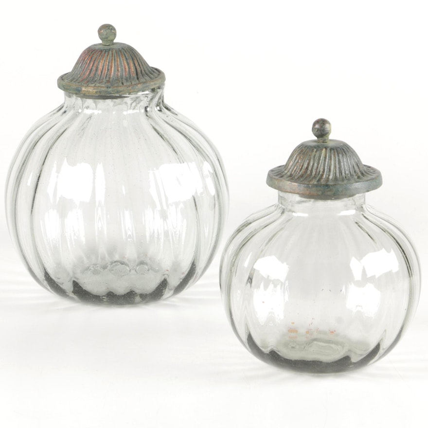 Decorative Glass Jars with Metal Lids