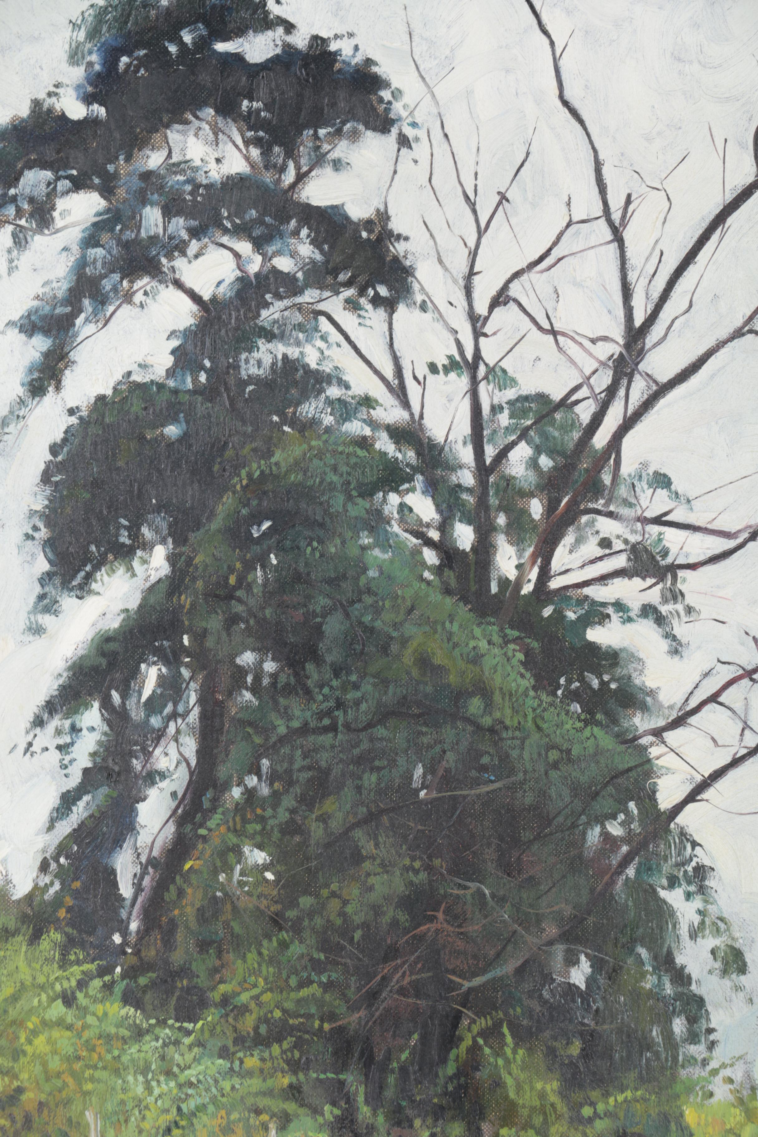 Robert Alan Gough Oil Painting on Canvas Board of Wooded Scene