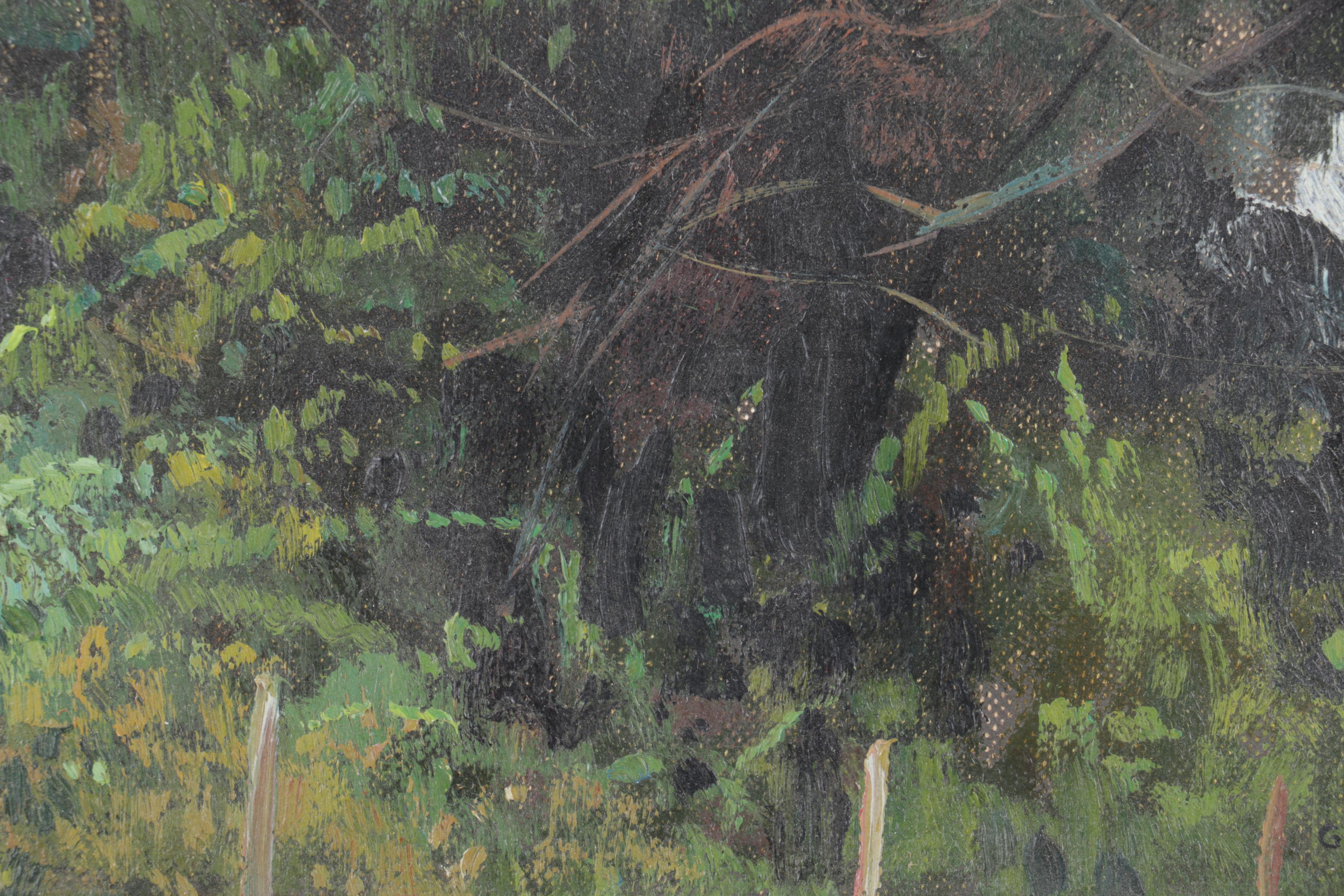 Robert Alan Gough Oil Painting on Canvas Board of Wooded Scene