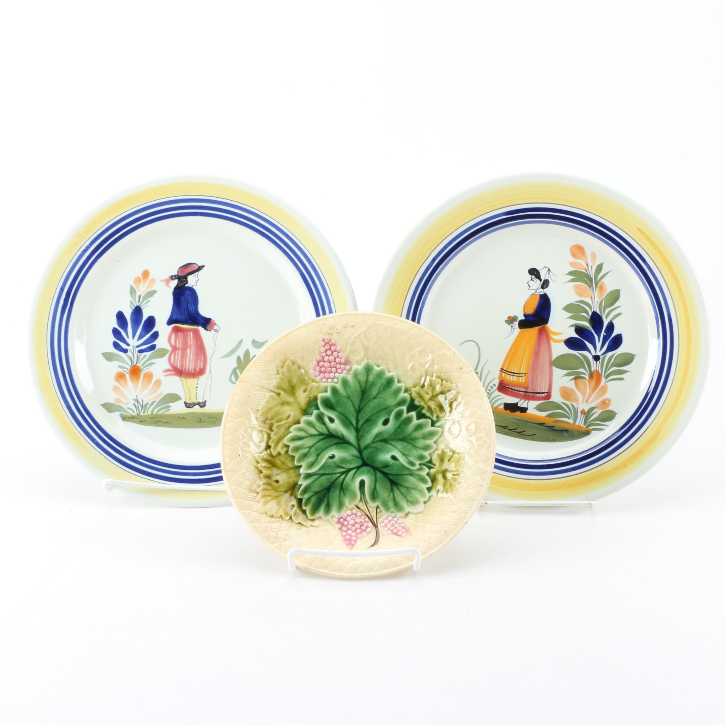 Henriot Quimper and Salins Faïence Plates