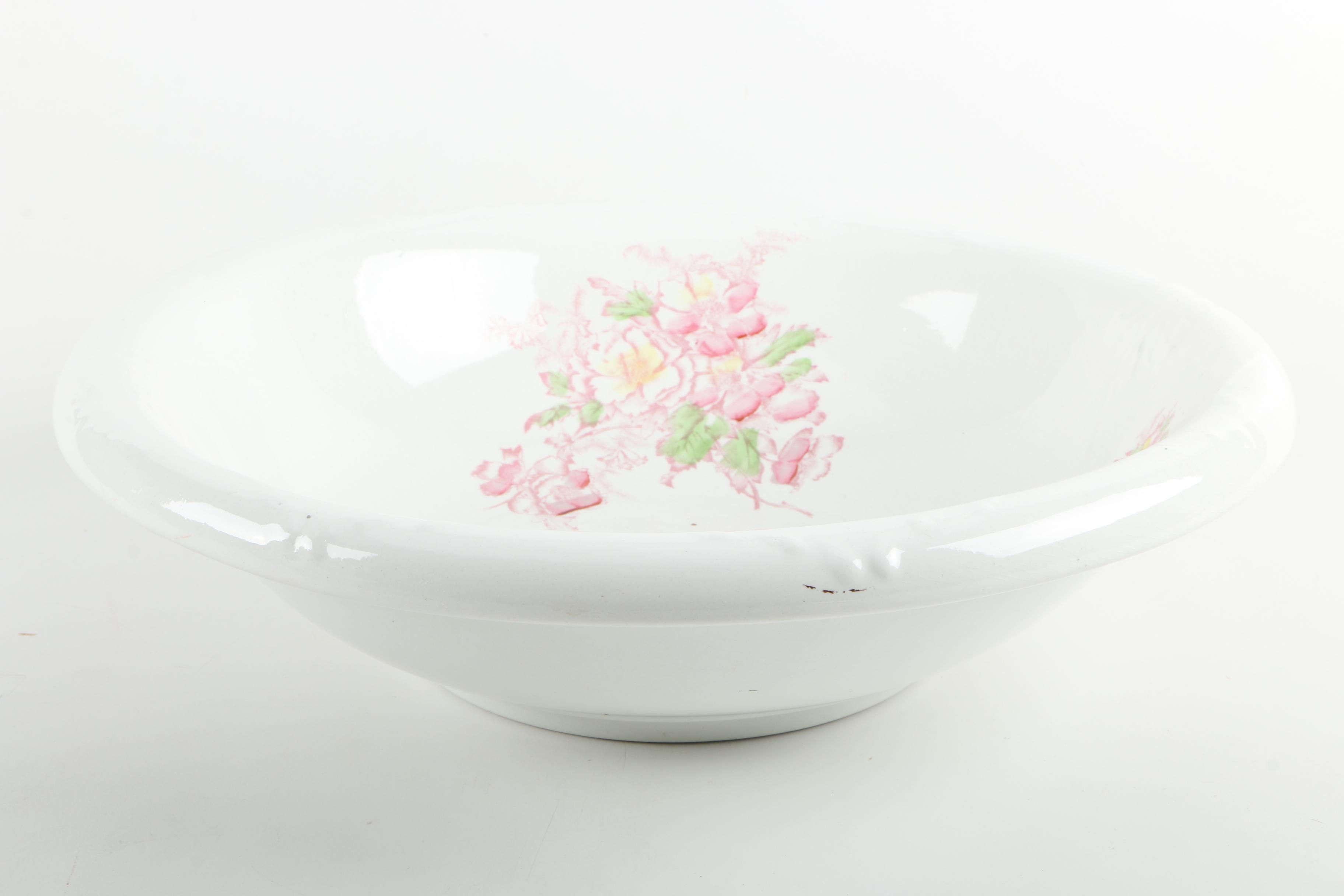 Vintage Earthenware Ewer and Basin