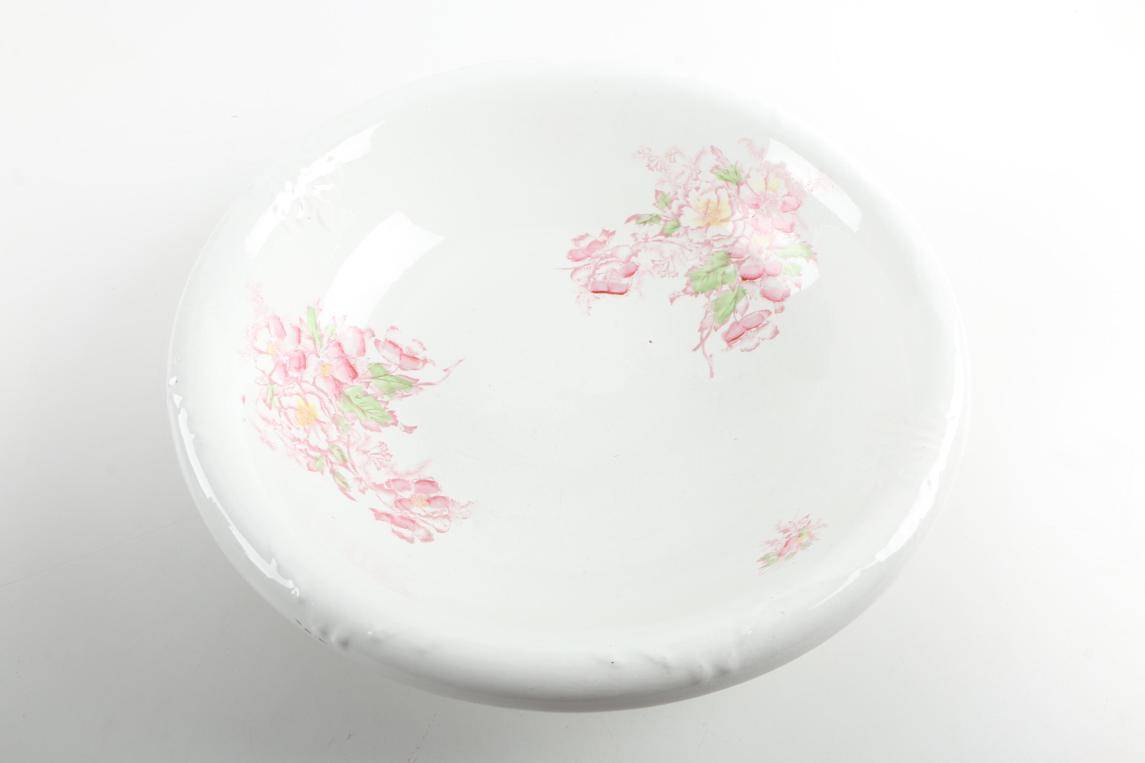 Vintage Earthenware Ewer and Basin