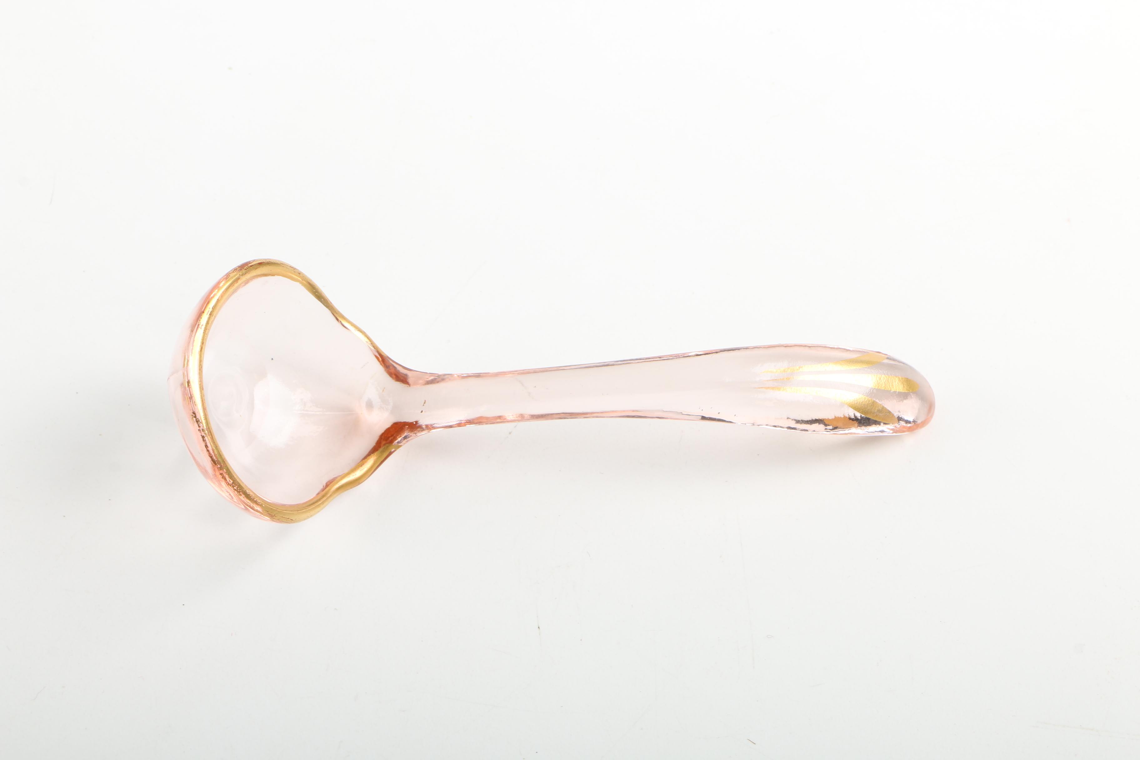 Vintage Pink Depression Glass Mayo Bowl, Ladle, and Underplate
