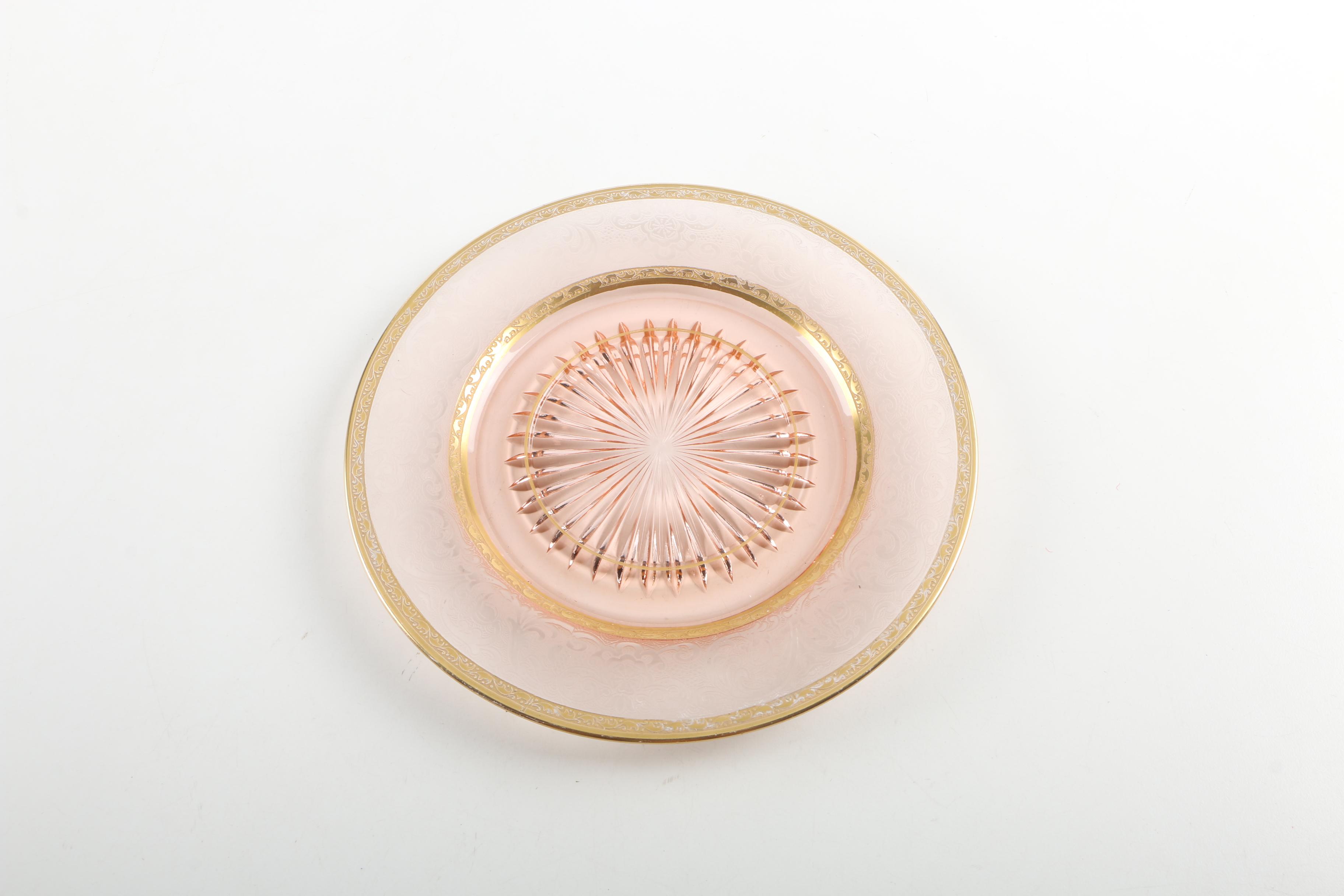 Vintage Pink Depression Glass Mayo Bowl, Ladle, and Underplate