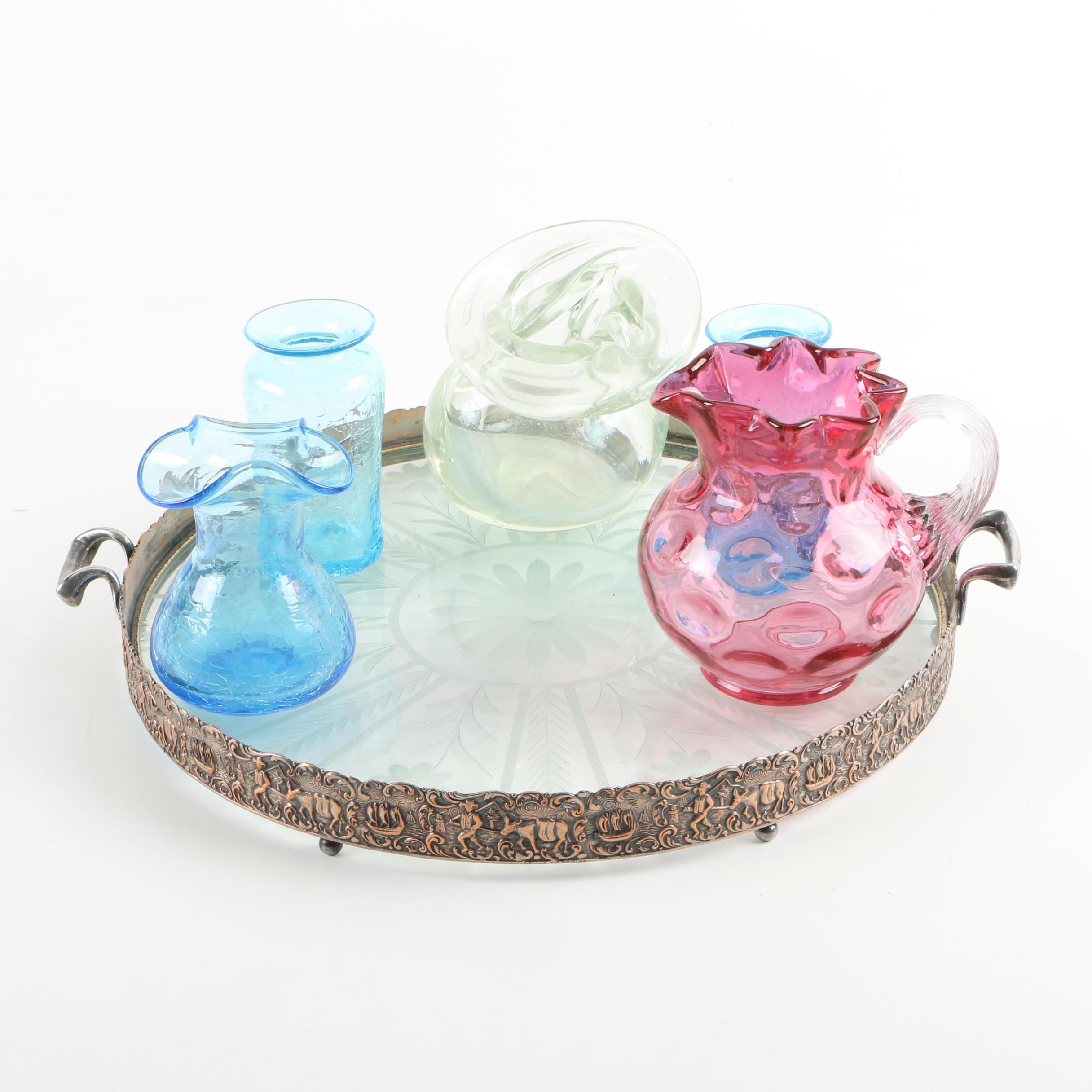 Glass Tray and Assorted Glass Décor