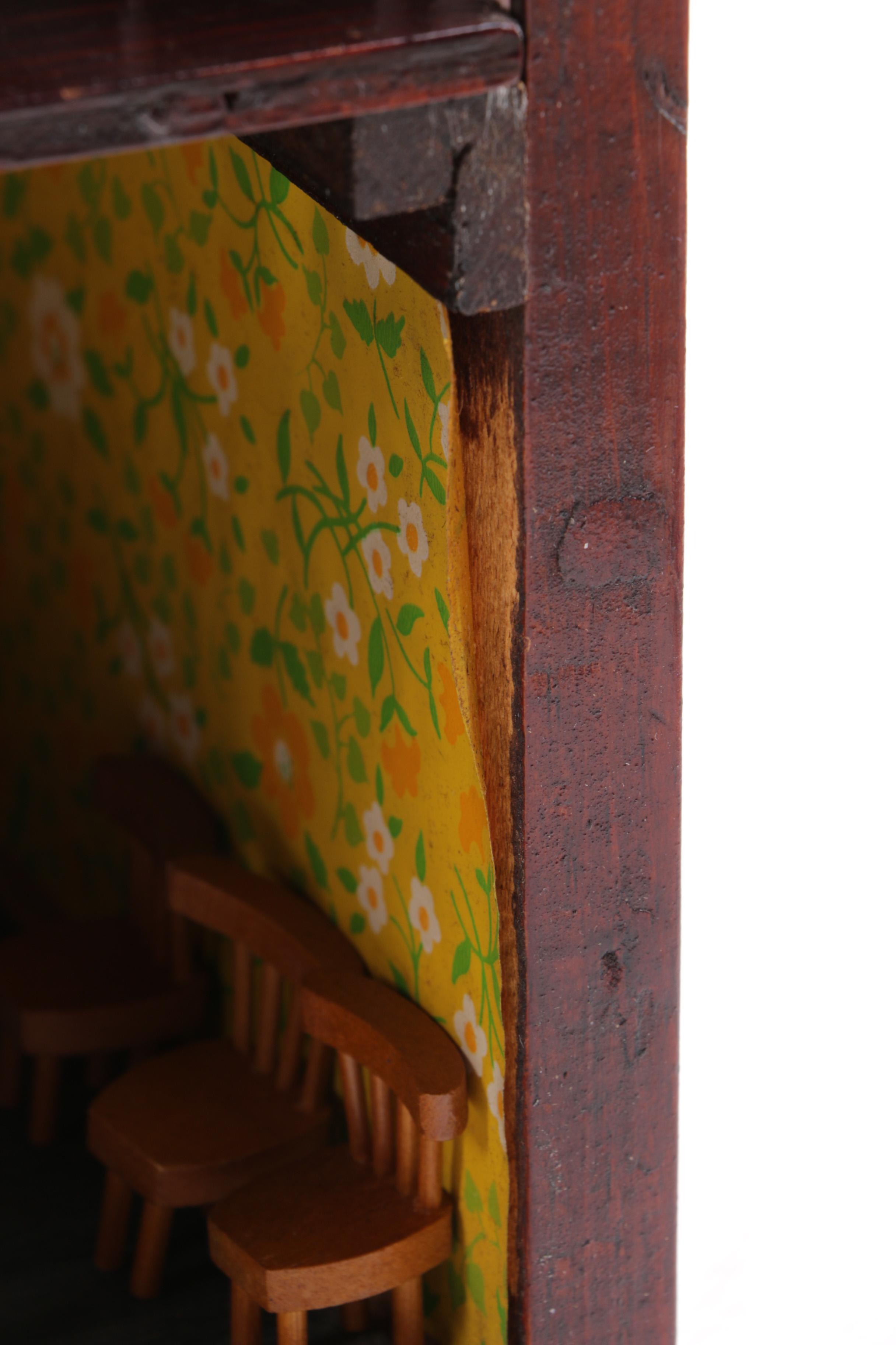 Wooden Dollhouse with Dolls and Accessories Including Lundby