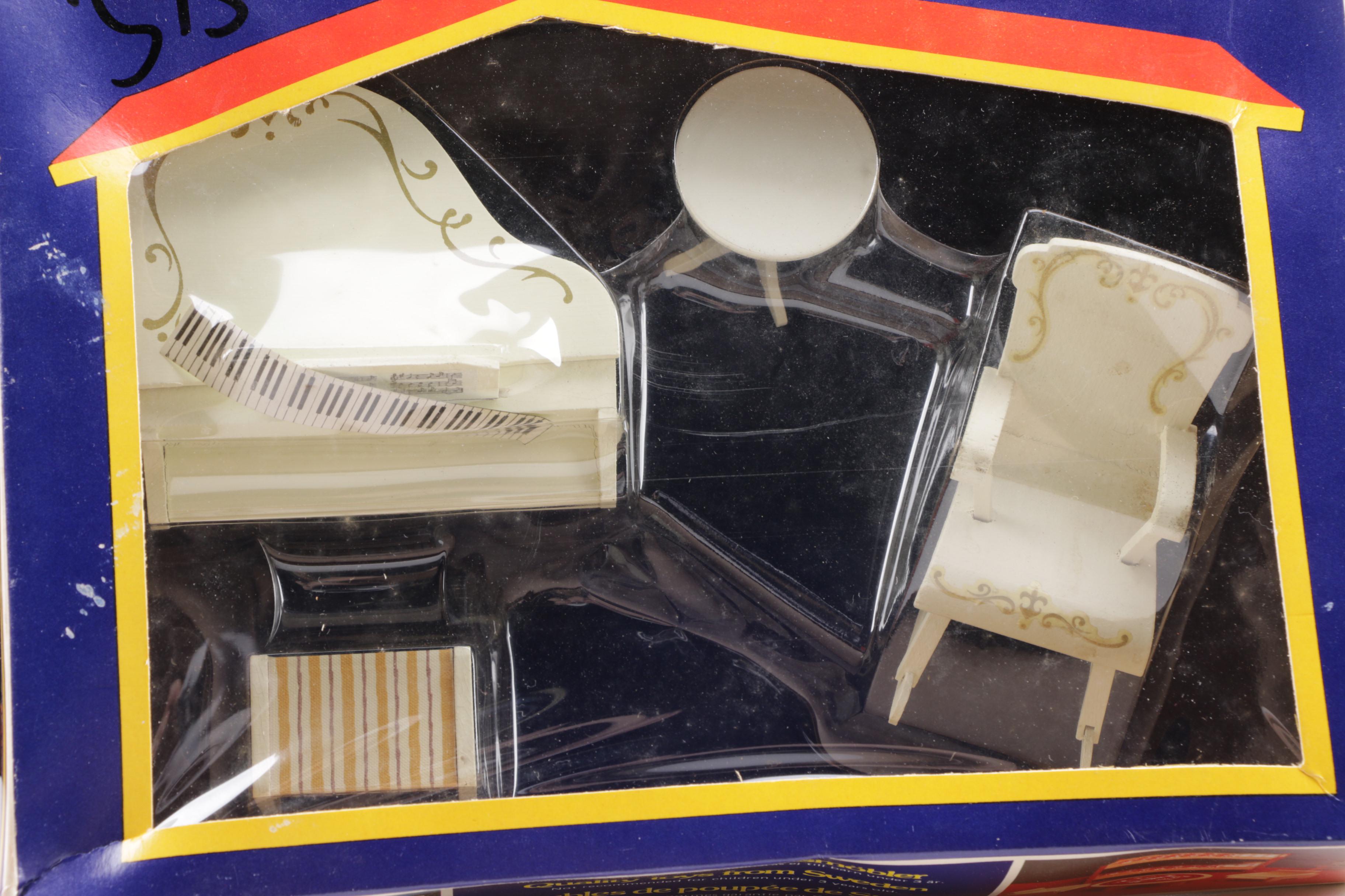 Wooden Dollhouse with Dolls and Accessories Including Lundby