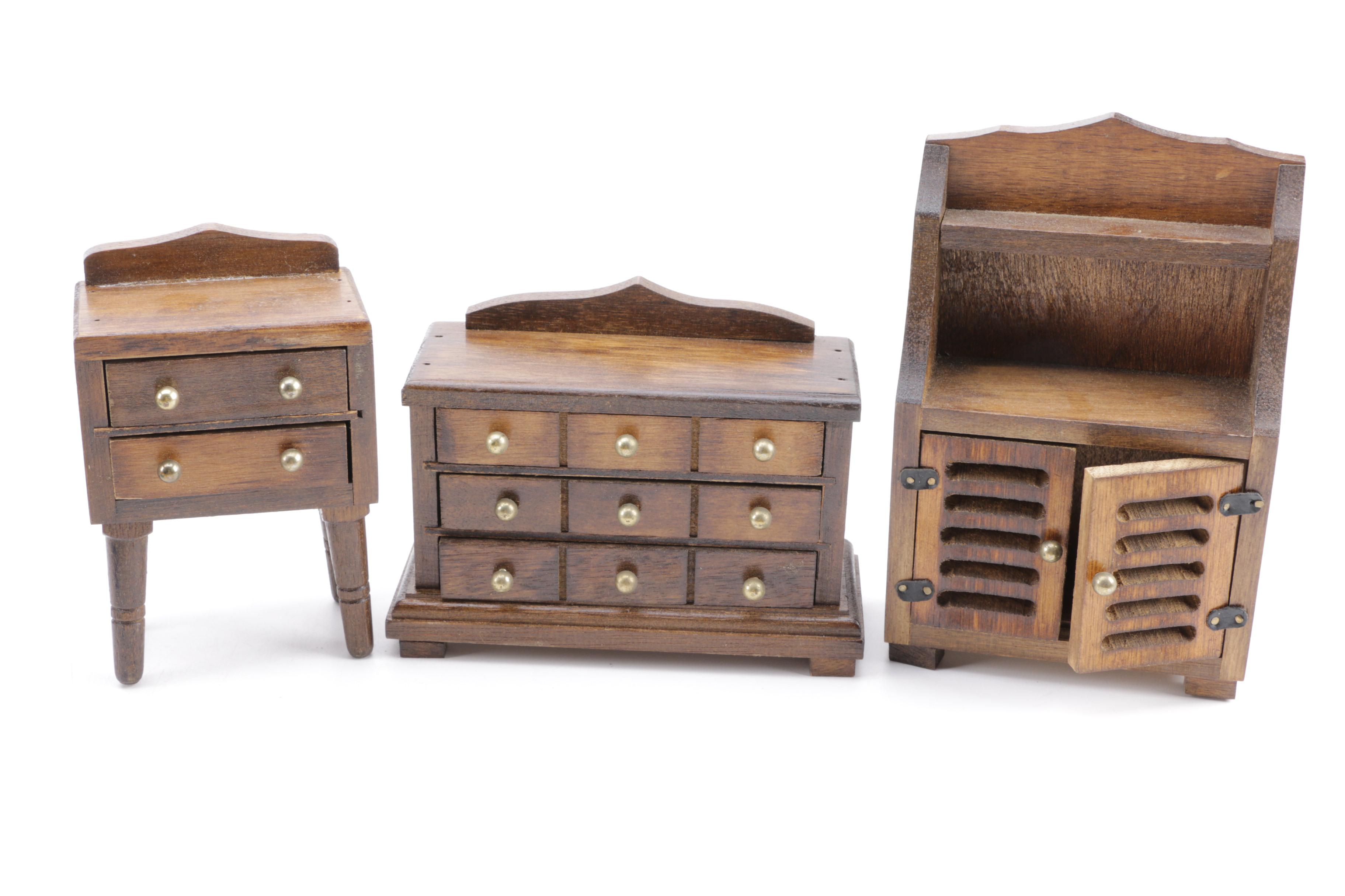 Wooden Dollhouse with Dolls and Accessories Including Lundby