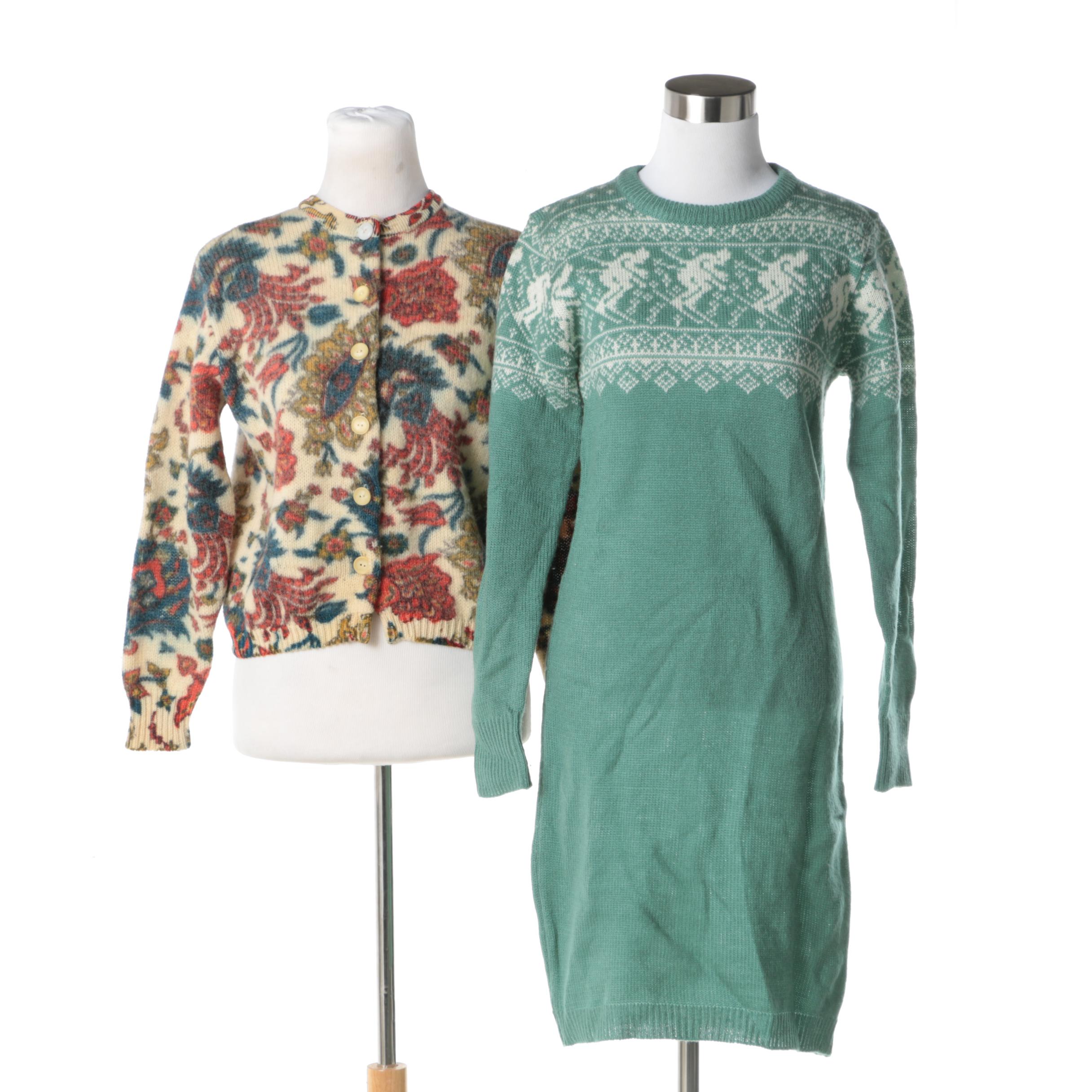 Vintage Currants by Jeri-Jo Sweater Dress and Vintage Cardigan
