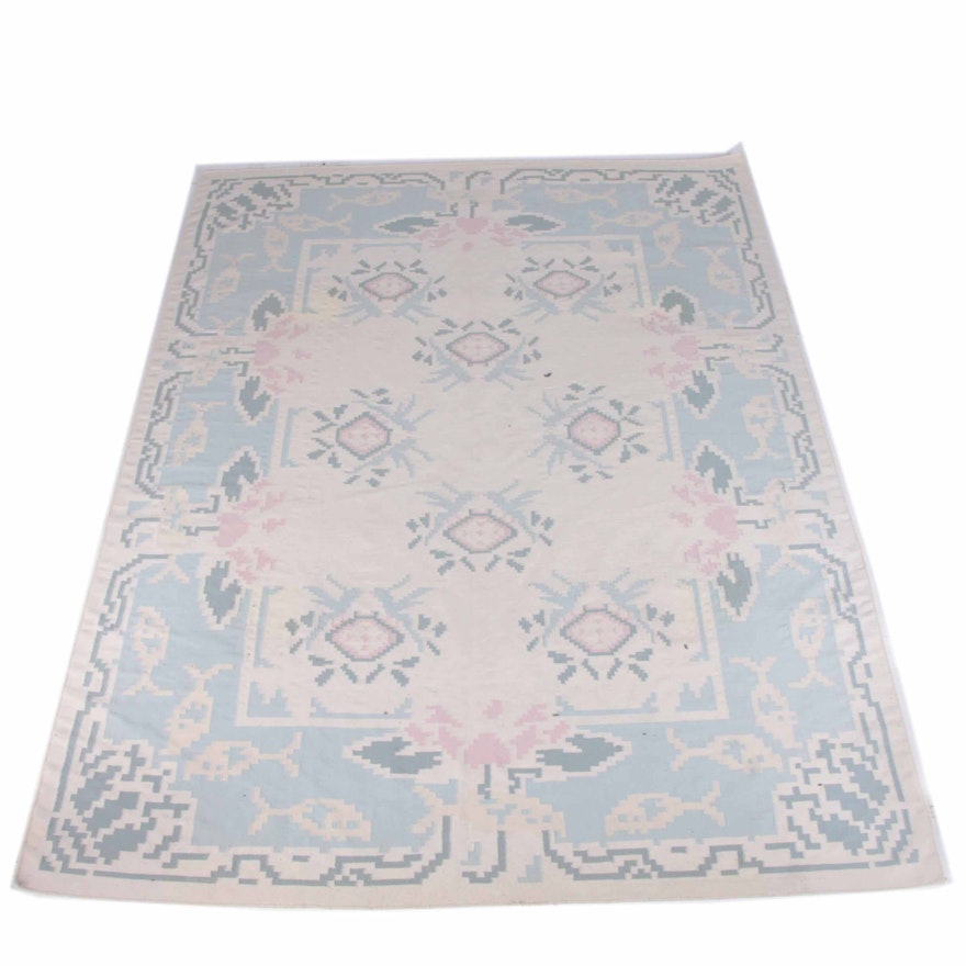 Handwoven Flat Weave Floral Area Rug