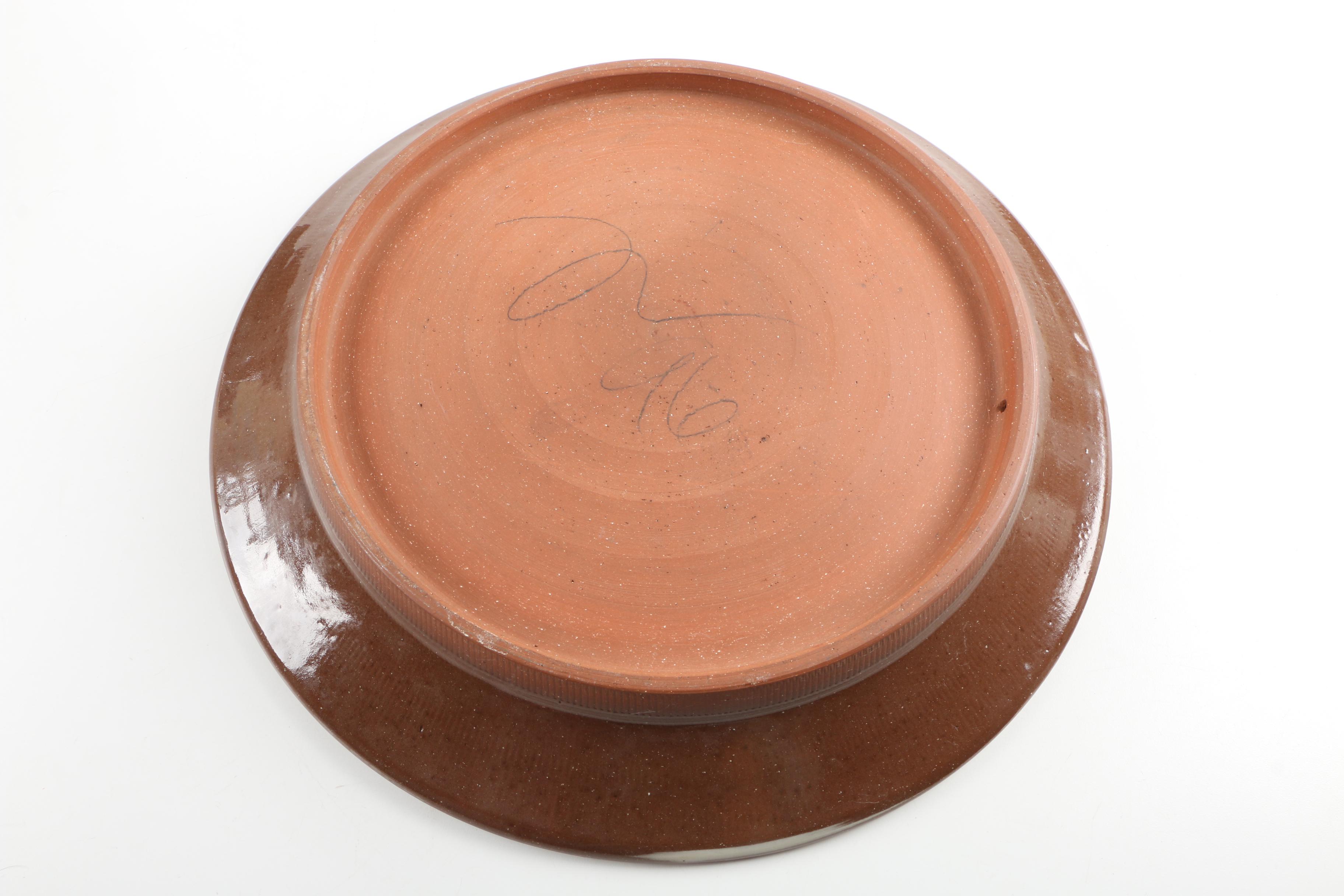 Hand-Painted Earthenware Pitcher and Platter