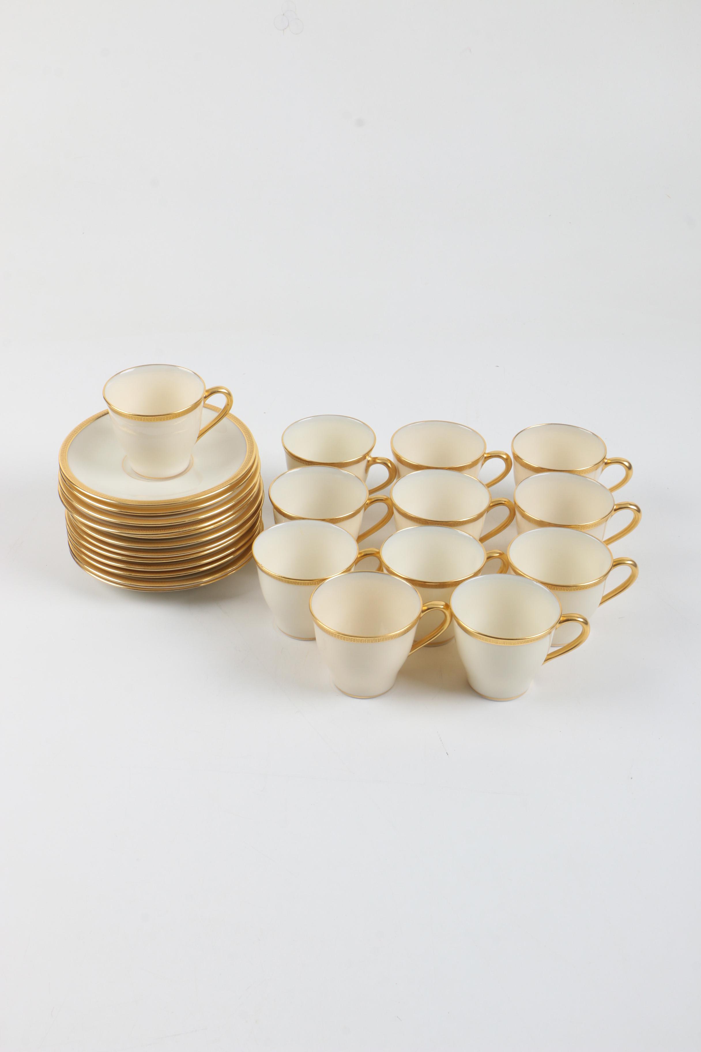 Lenox "Tuxedo" Porcelain Demitasse Cups and Saucers