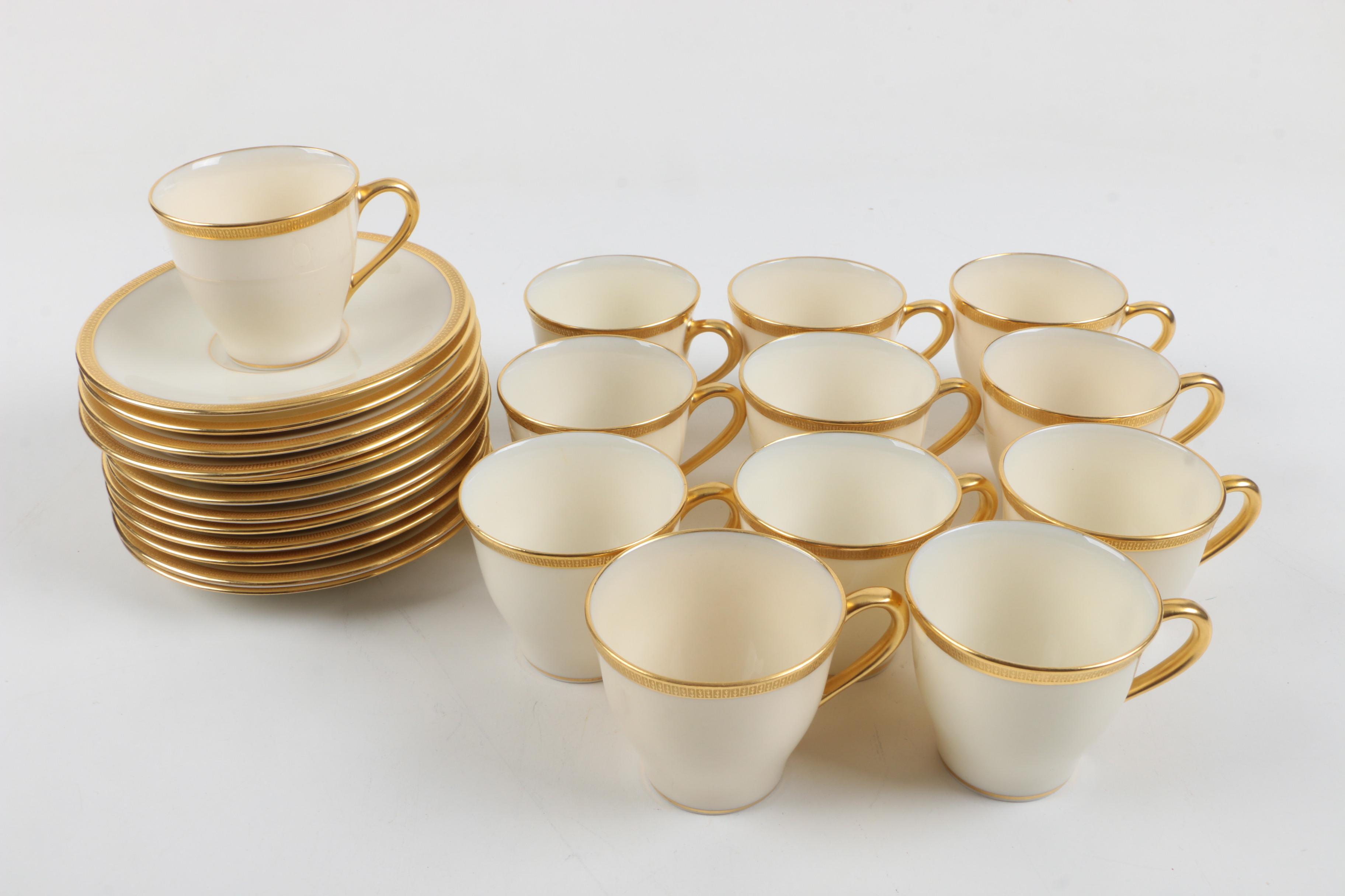 Lenox "Tuxedo" Porcelain Demitasse Cups and Saucers