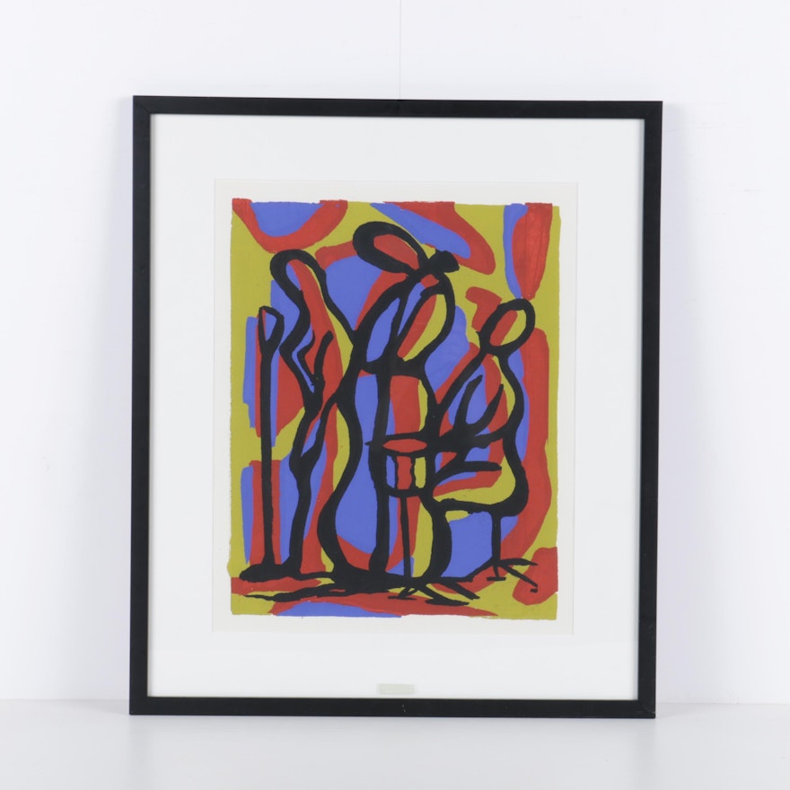 Serigraph Print on Paper "Jazz Players"