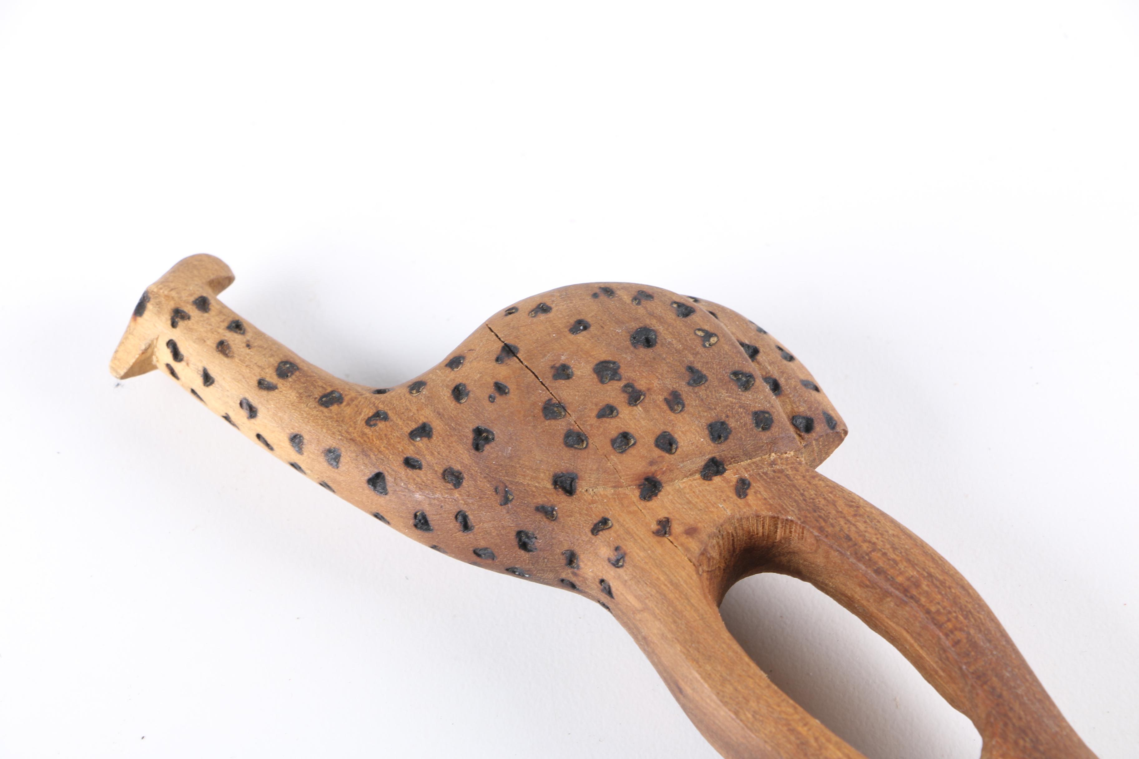 Animal Carved Wooden Bowl, Fork And Spoon