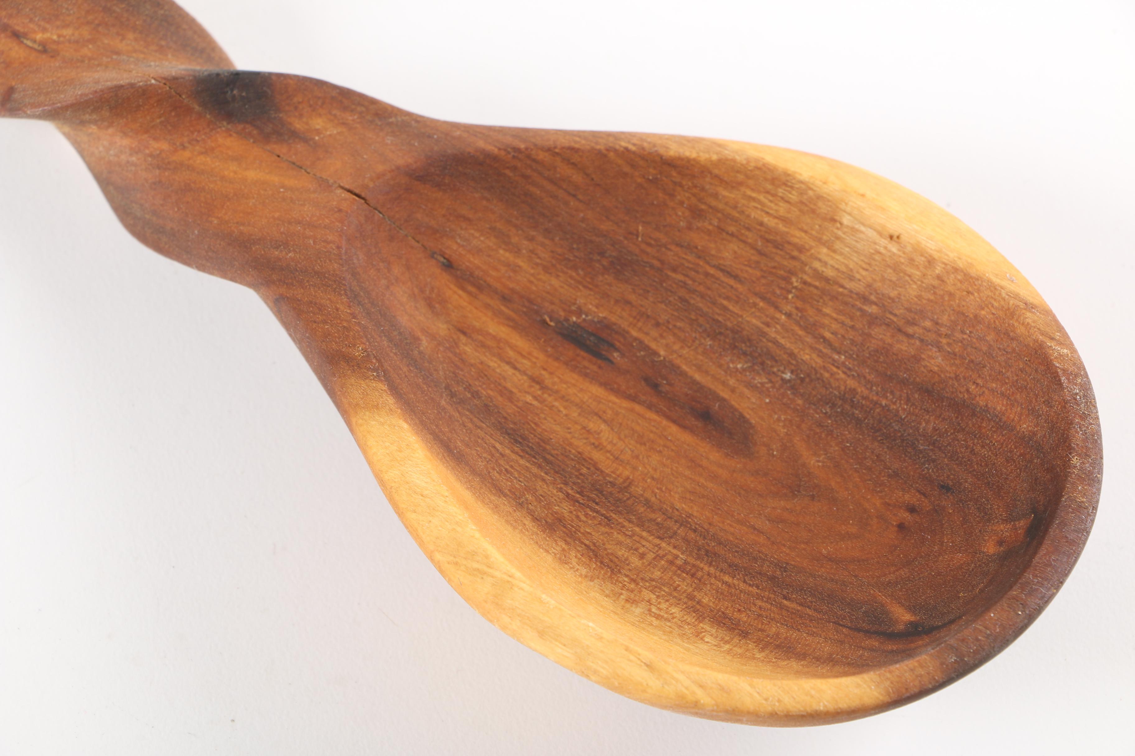 Animal Carved Wooden Bowl, Fork And Spoon