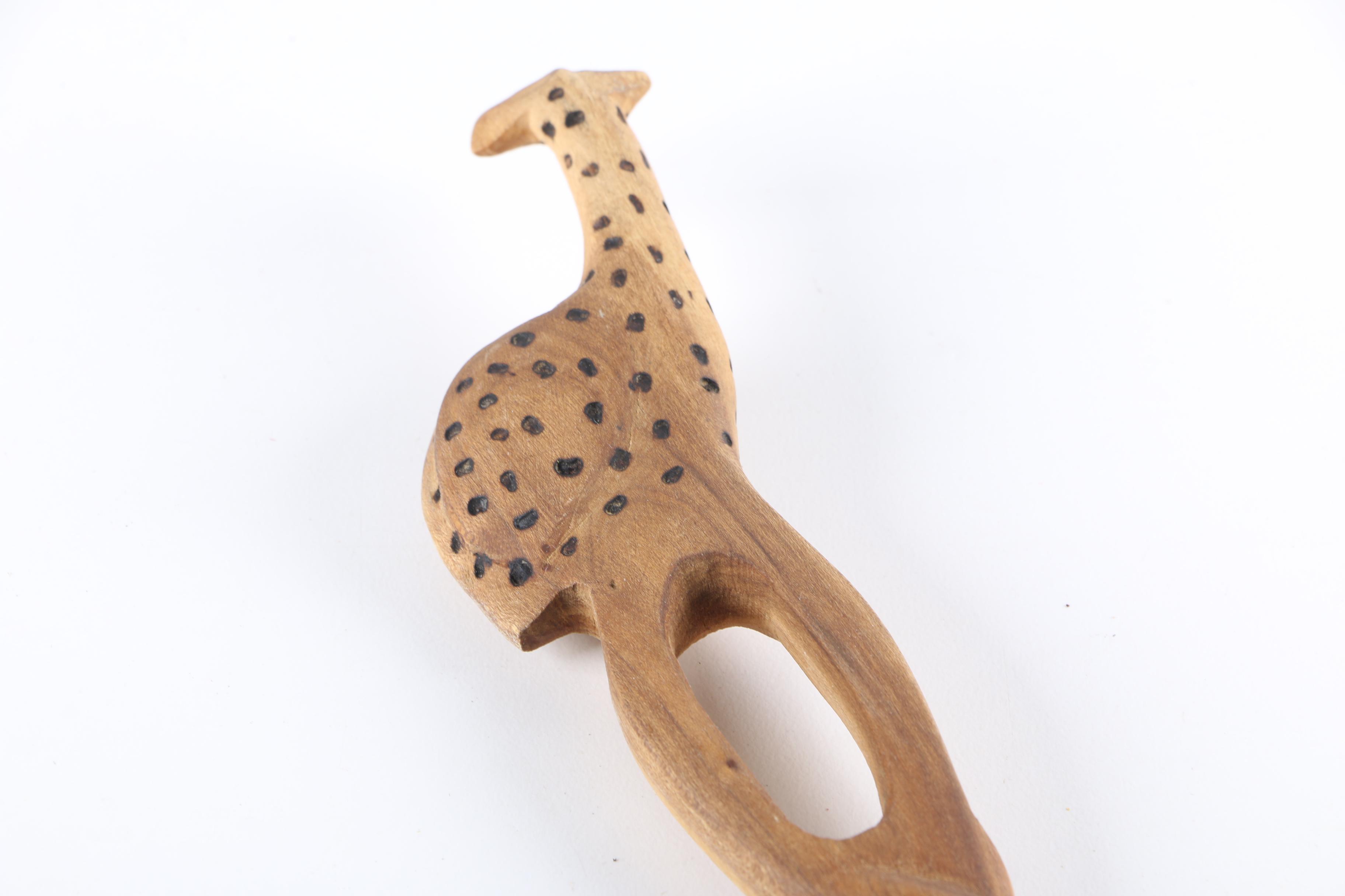 Animal Carved Wooden Bowl, Fork And Spoon