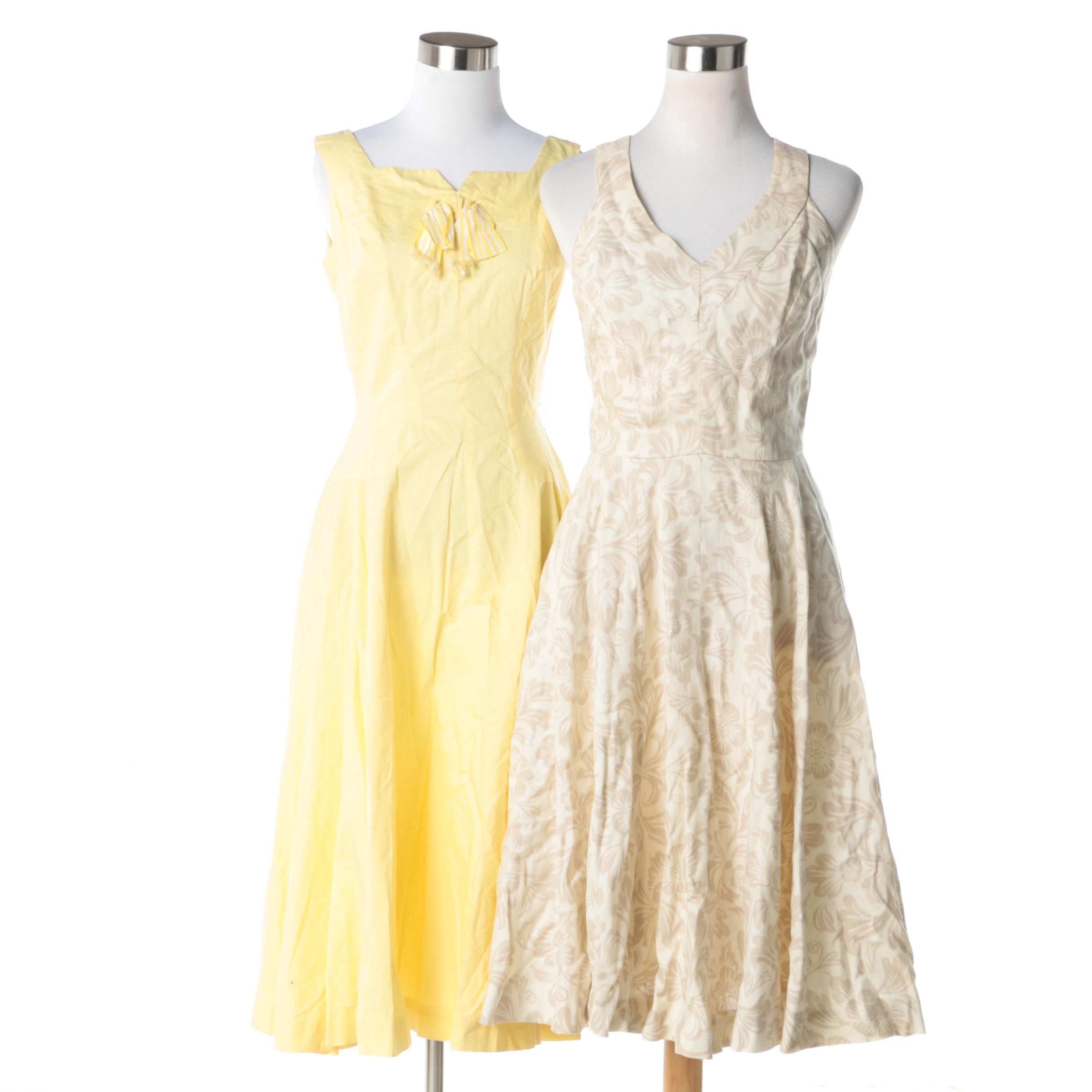 Women's Vintage Light-Colored Sleeveless Sundresses