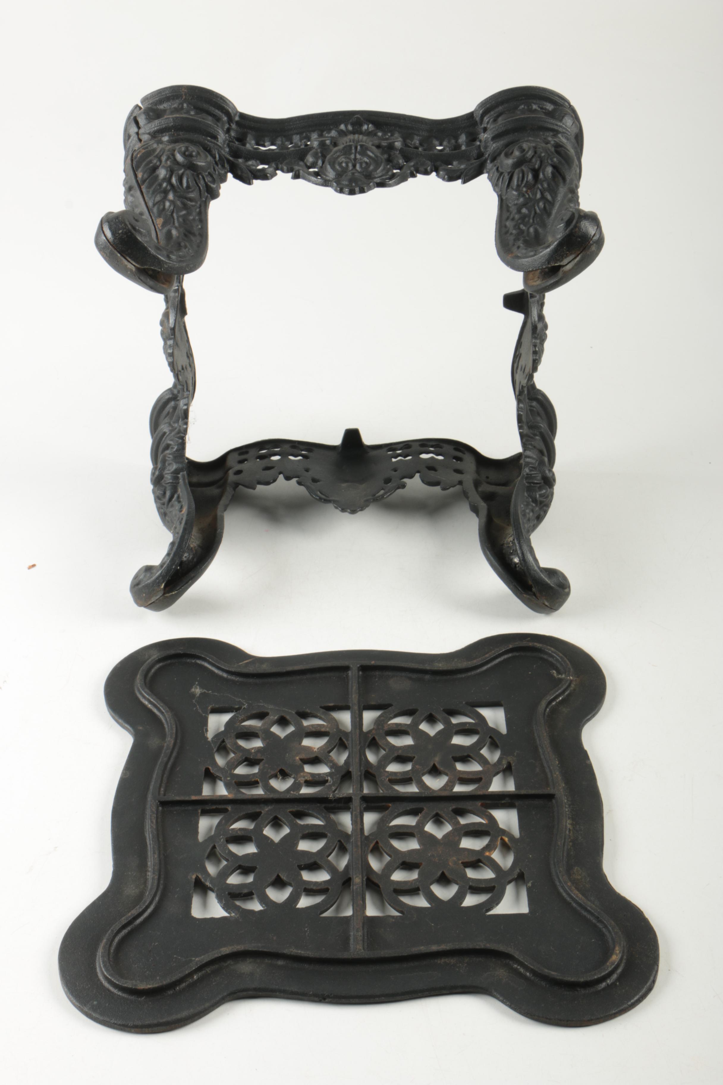 Wrought Metal Candle Sconces and Cast Metal Plant Stand