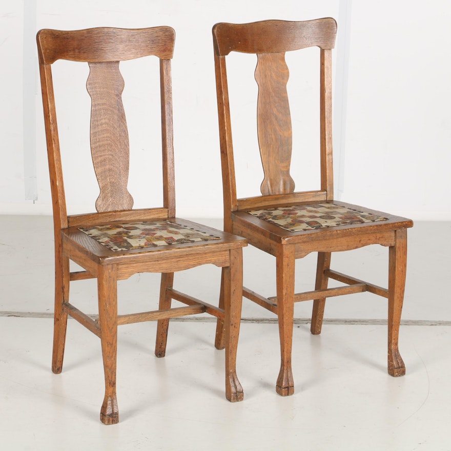 Early 20th Century Oak Side Chairs