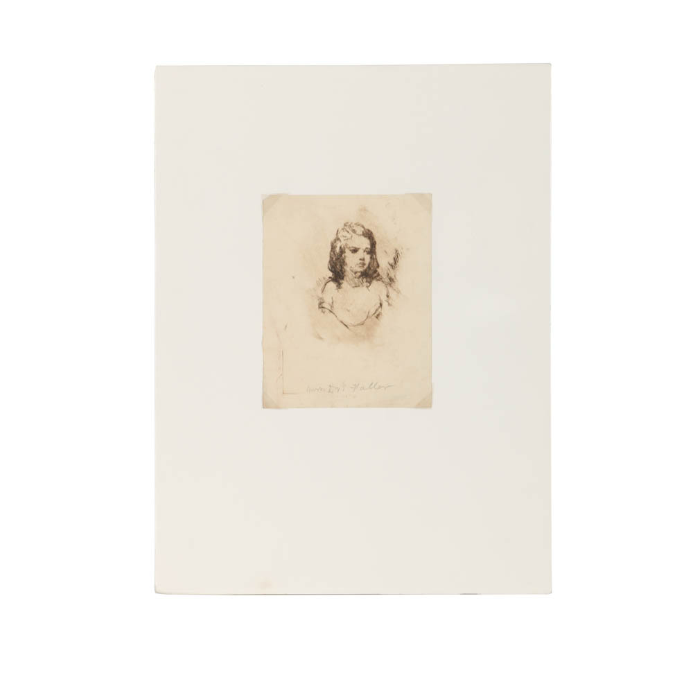 Monotype Print on Paper of a Young Girl