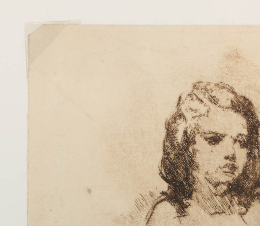 Monotype Print on Paper of a Young Girl