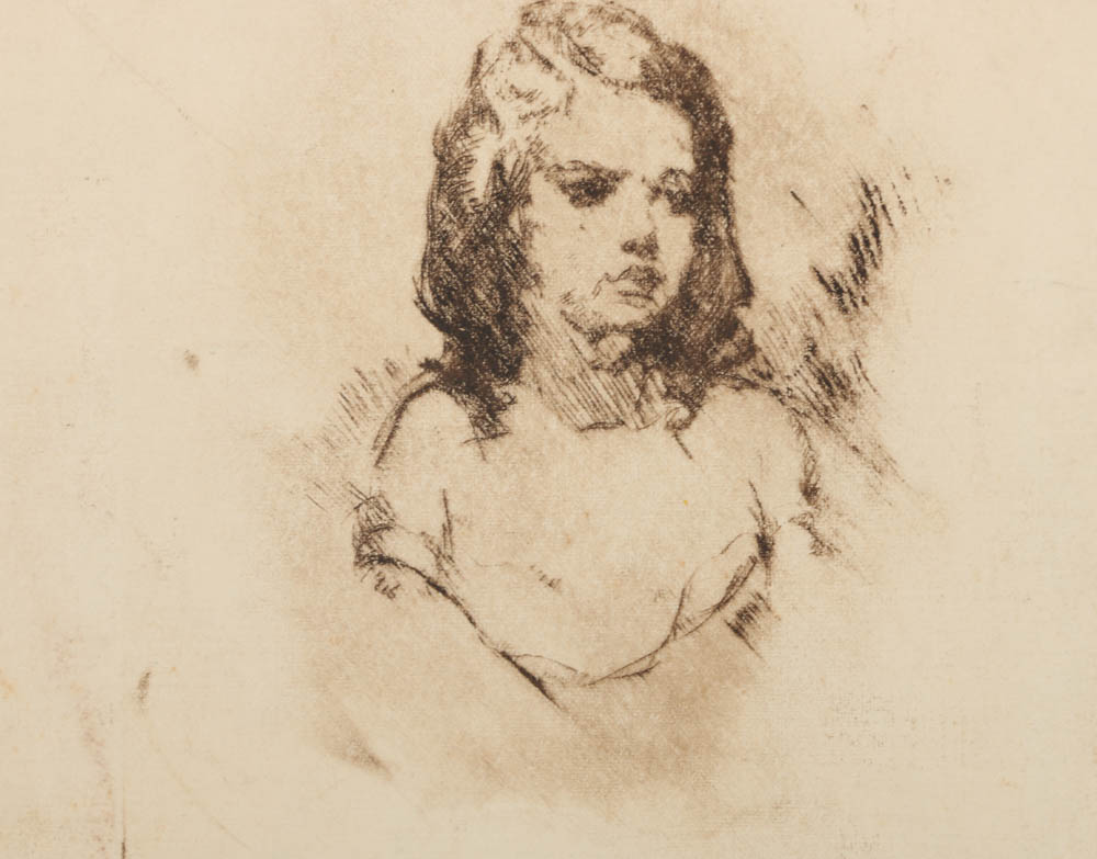 Monotype Print on Paper of a Young Girl