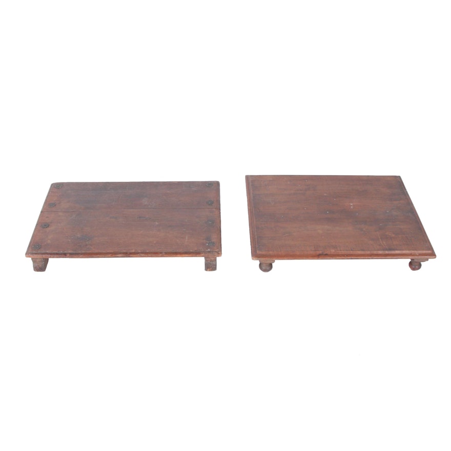 Two Teak Moroccan Bajot Tables