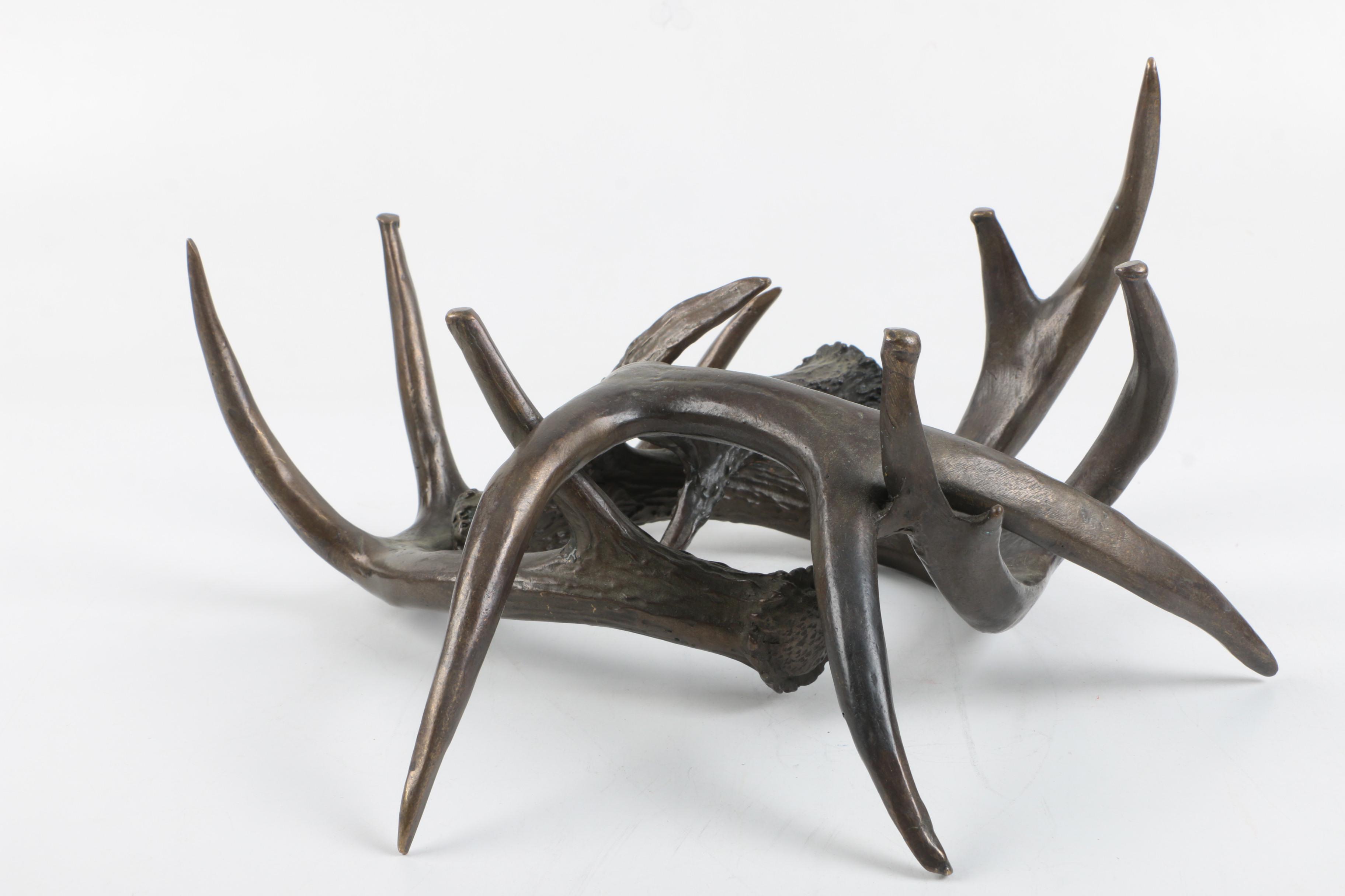 Glass Serving Plate and Metal Antler Stand