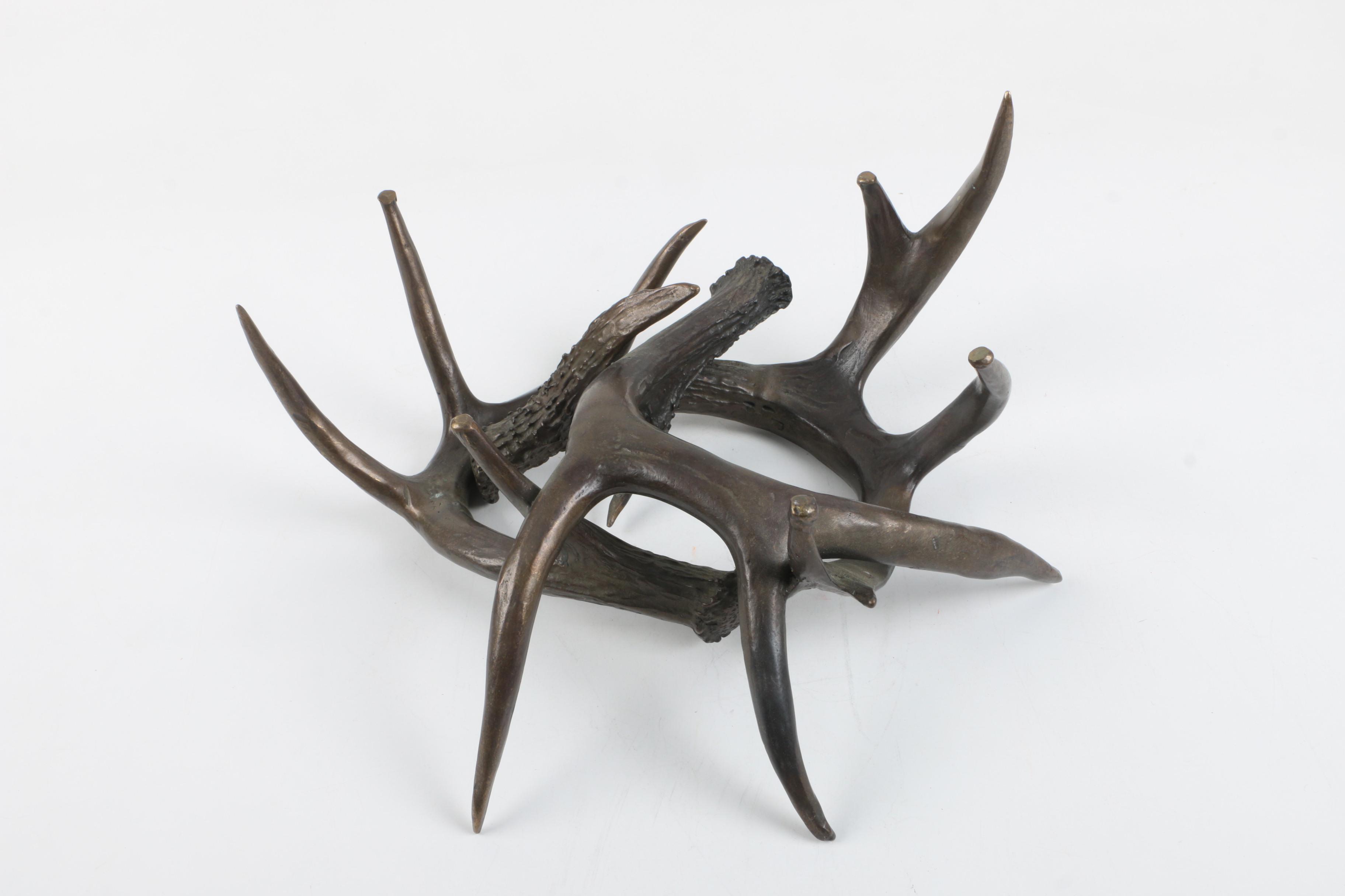 Glass Serving Plate and Metal Antler Stand