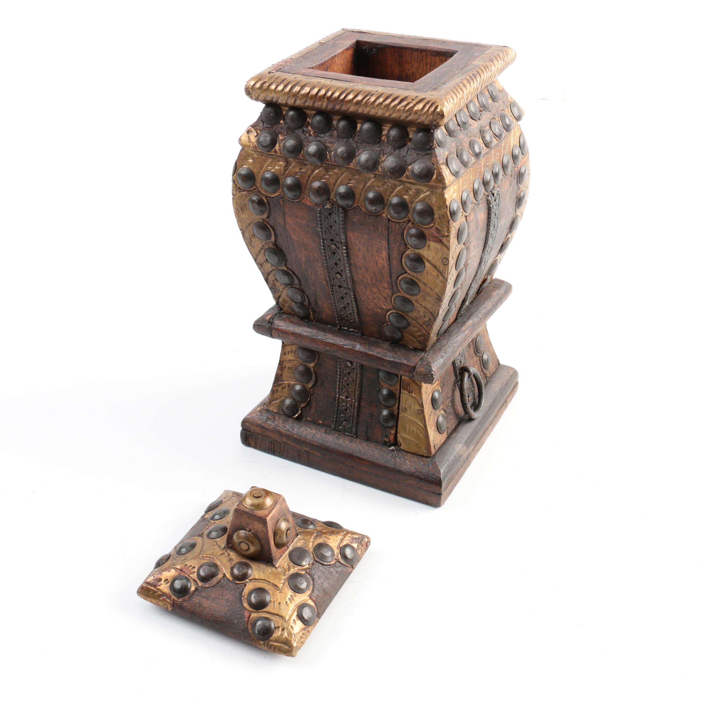 Baroque Style Wood Jars with Lids and Drawers