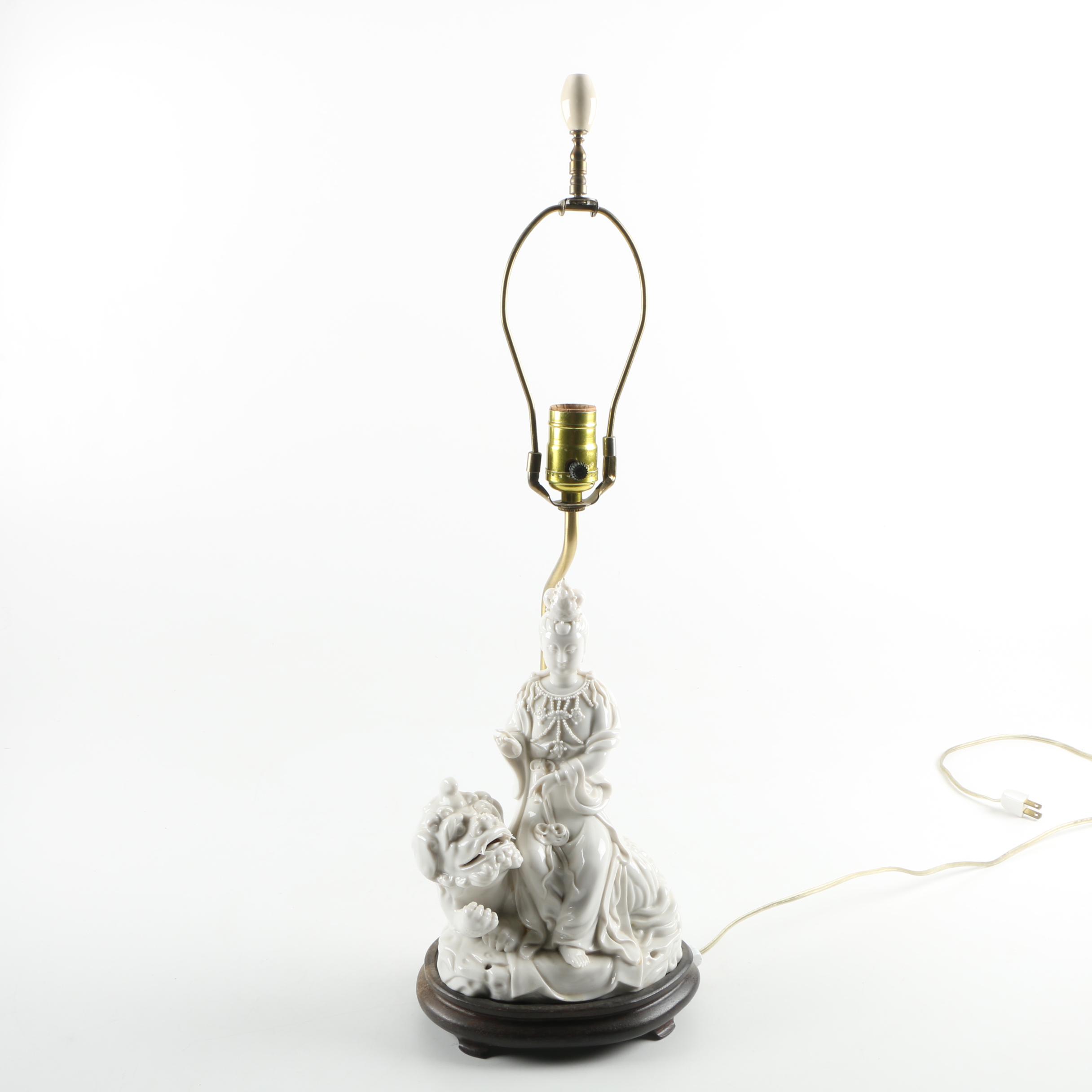 Vintage Blanc de Chine Figural Table Lamp