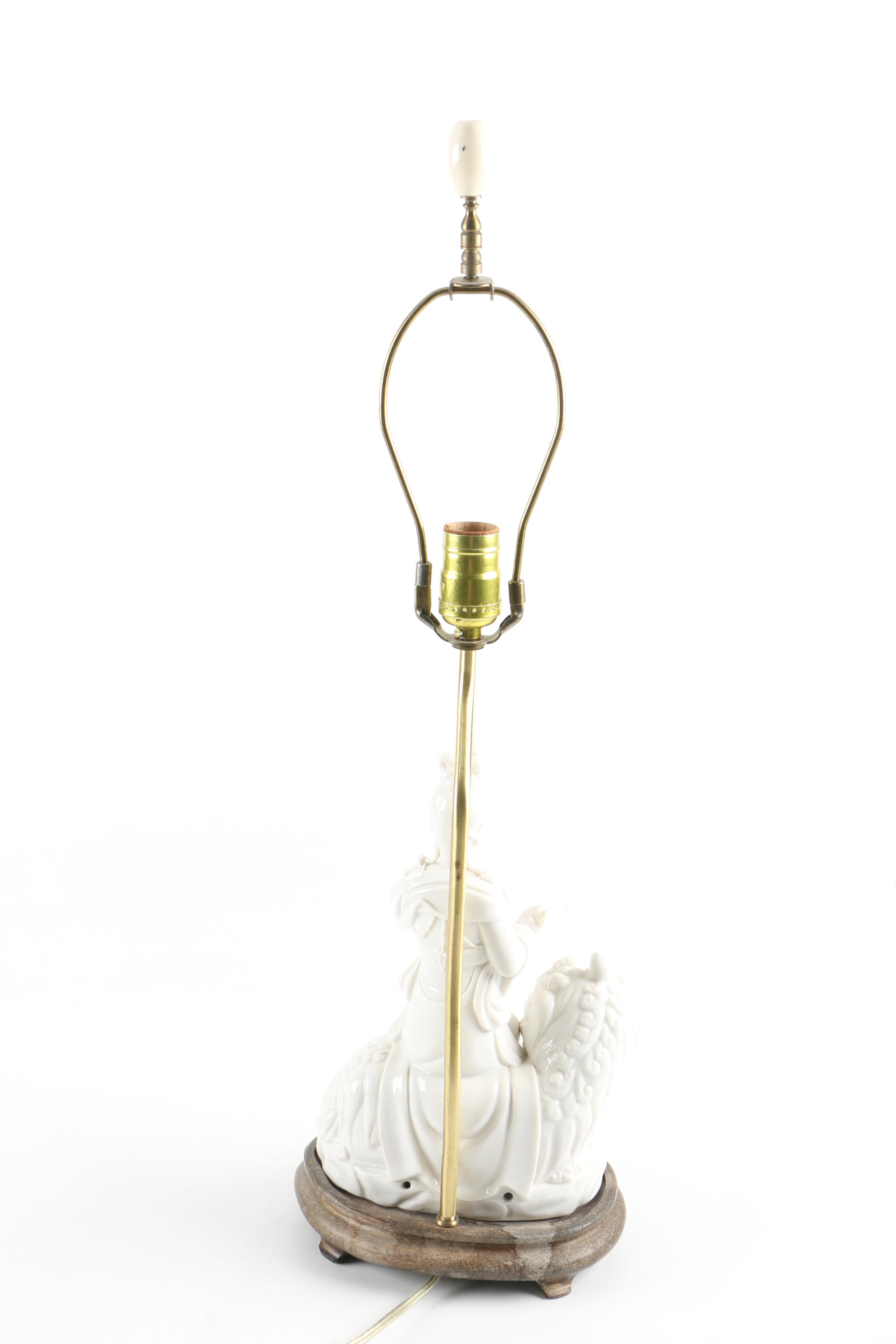 Vintage Blanc de Chine Figural Table Lamp
