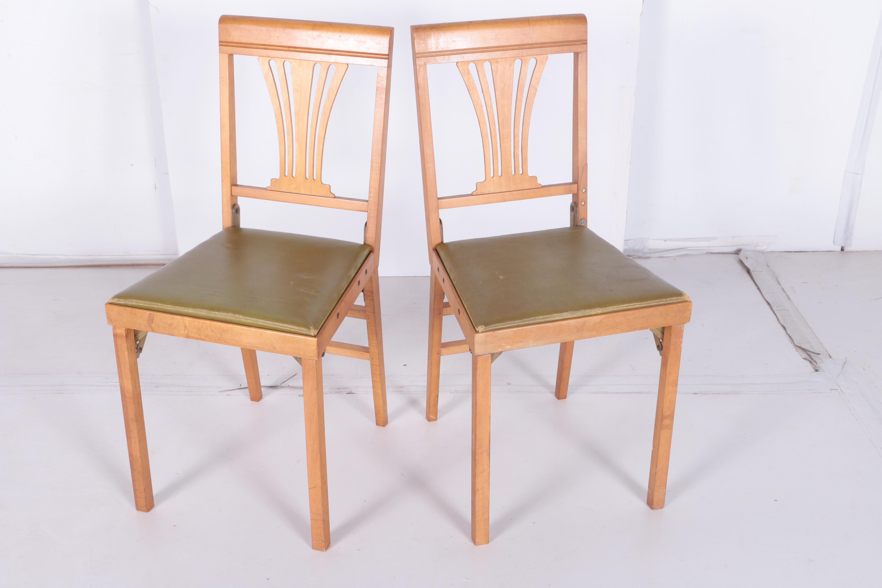 Two Vintage Folding Chairs by Leg-O-Matic