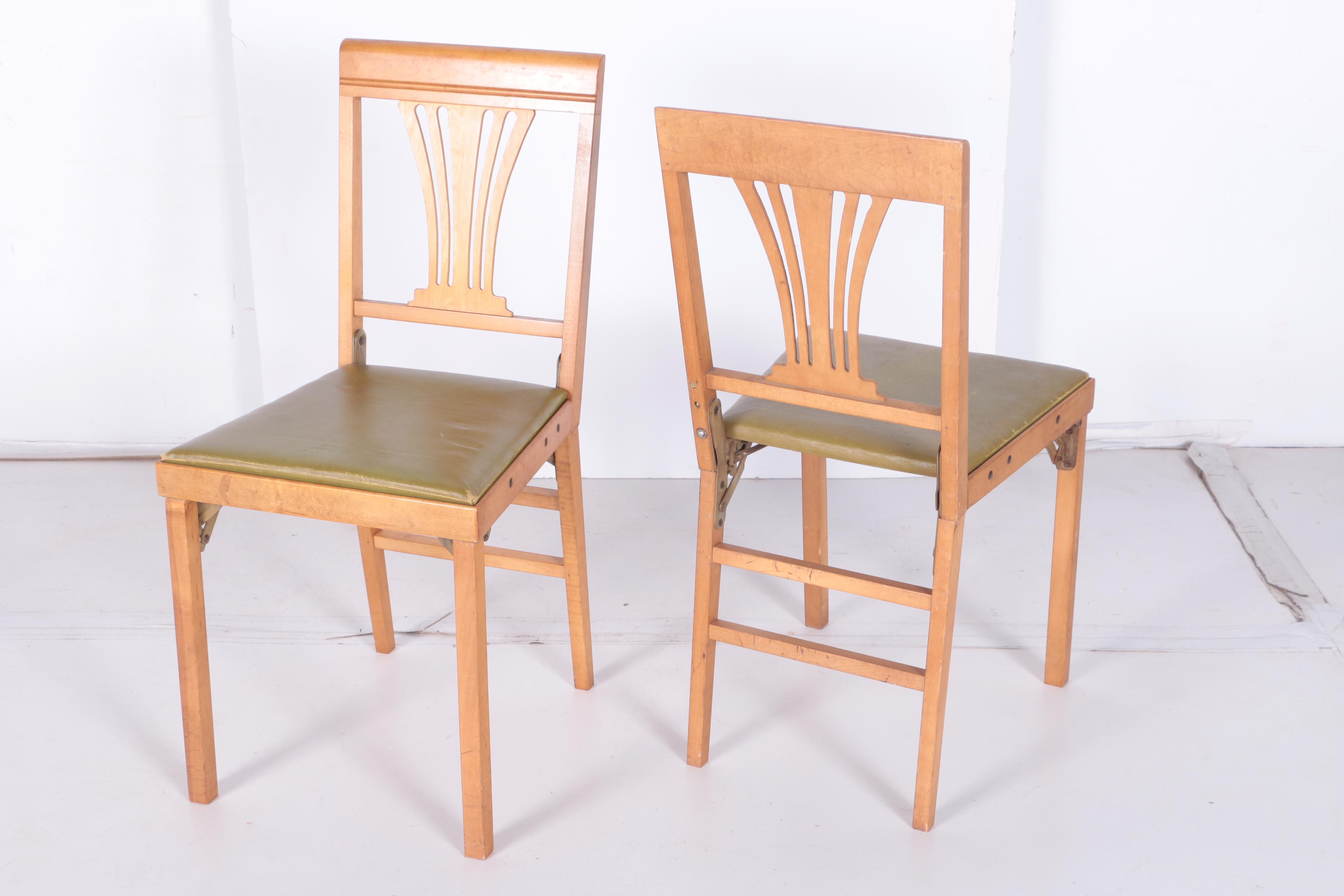 Two Vintage Folding Chairs by Leg-O-Matic