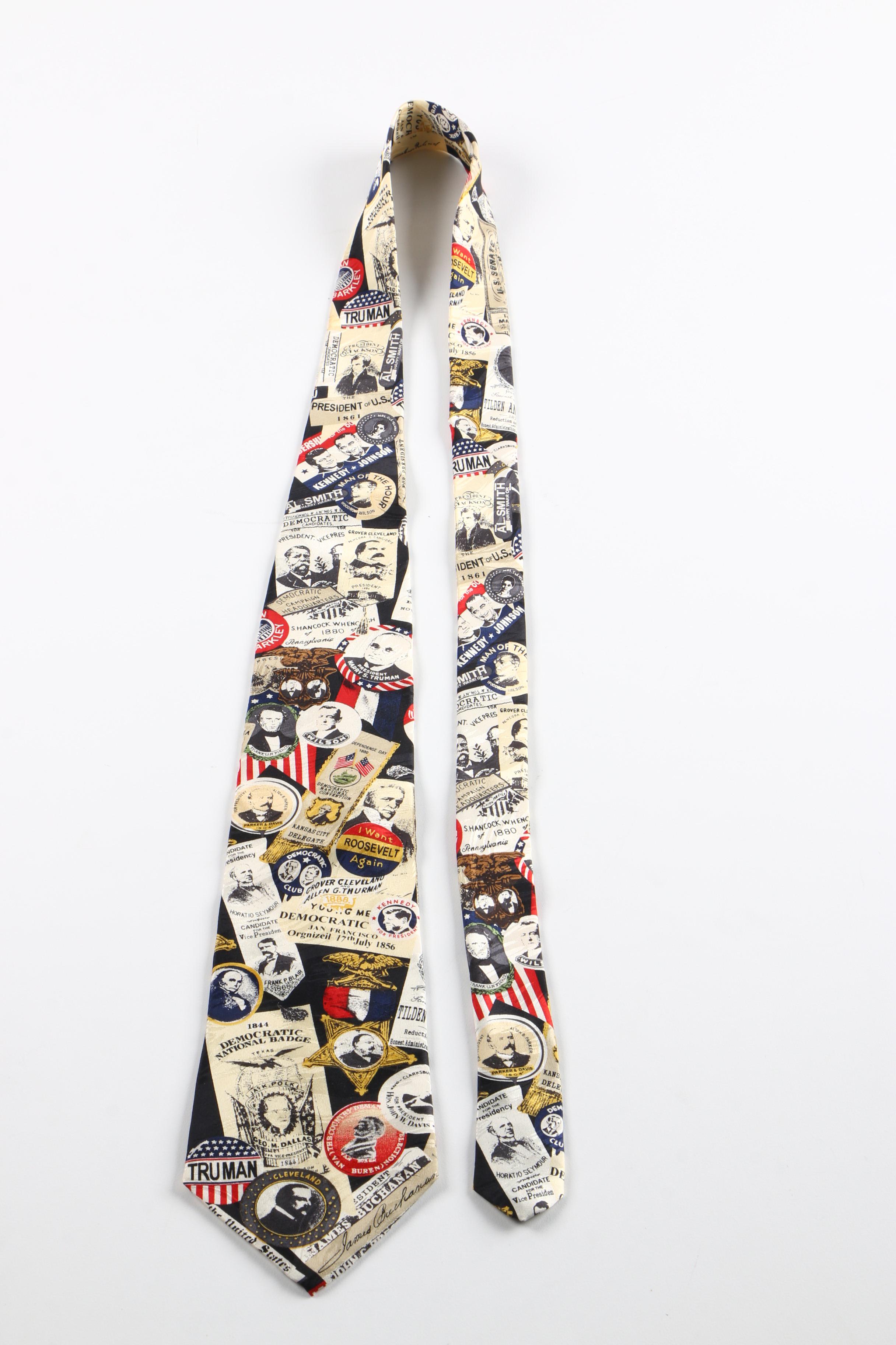 Pierre Cardin Silk Necktie with Museum Artifacts Tie