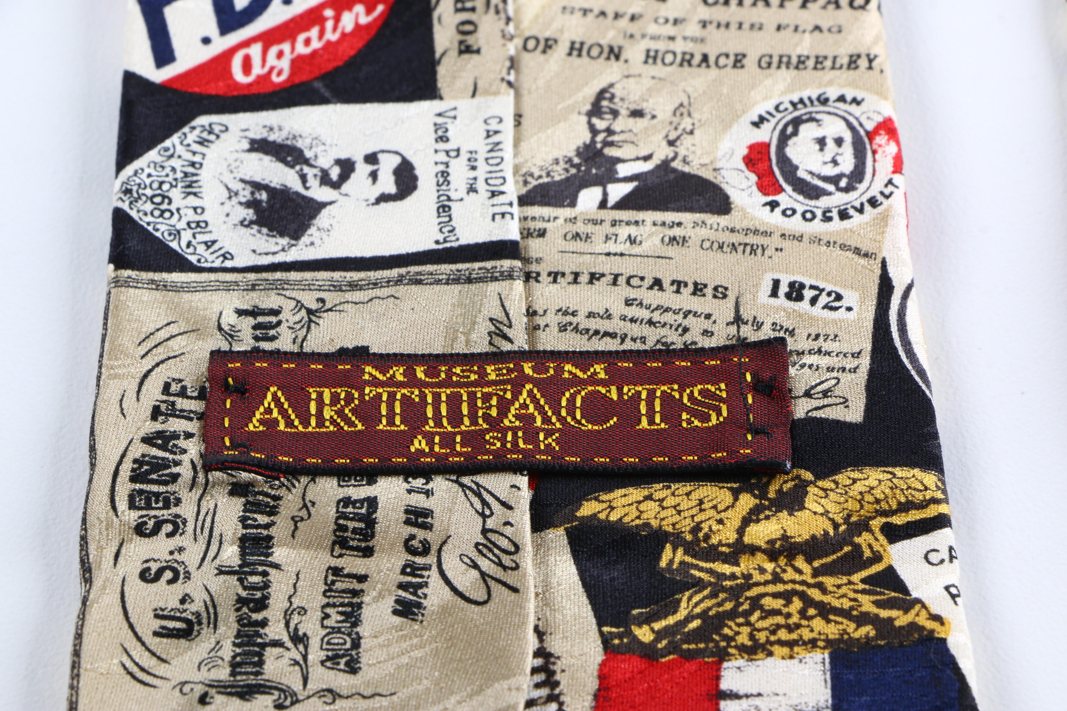 Pierre Cardin Silk Necktie with Museum Artifacts Tie