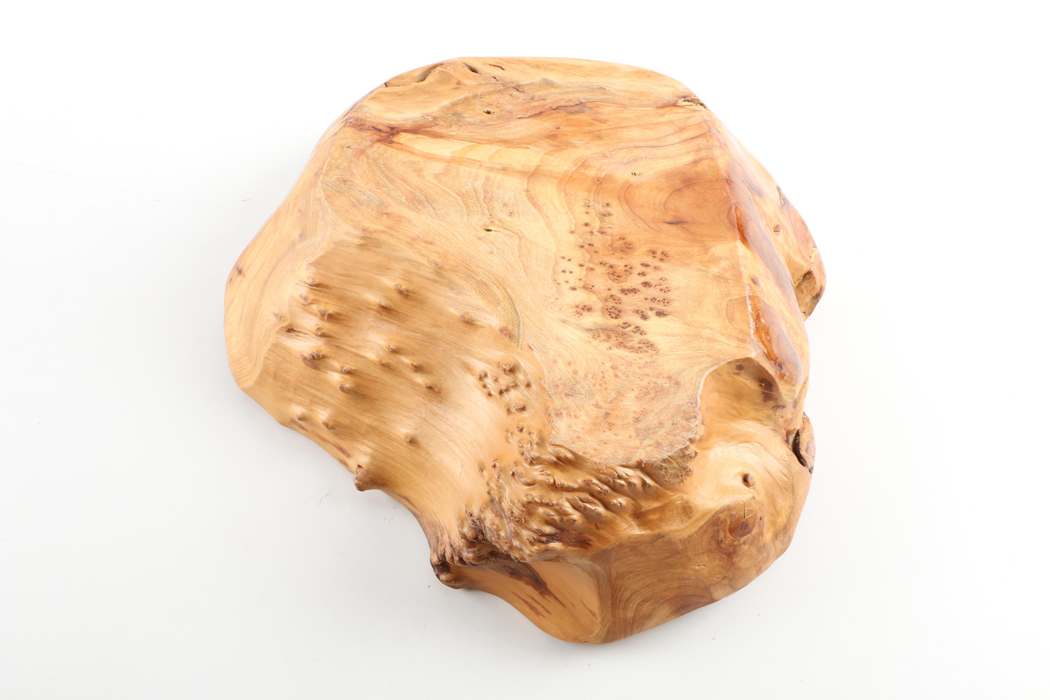 Burled Wood Bowl and Coiled Basket
