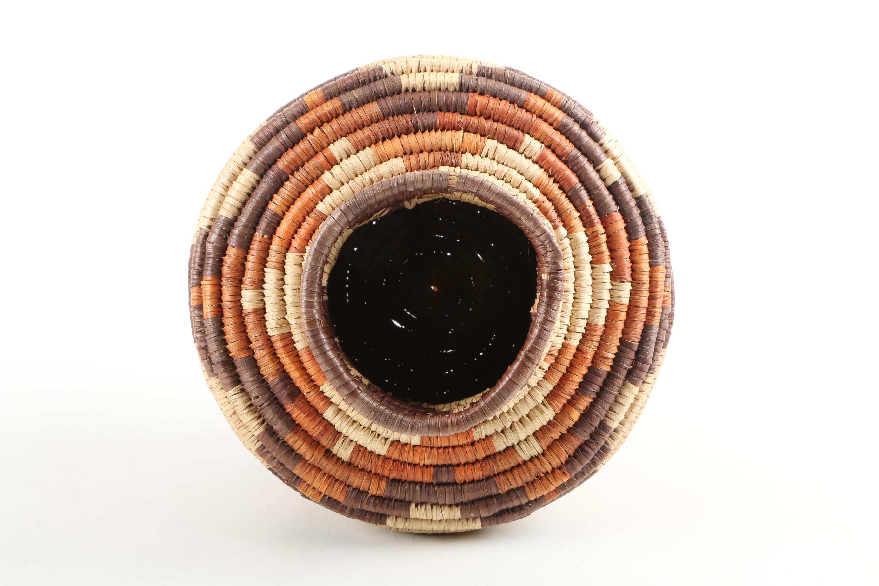 Burled Wood Bowl and Coiled Basket