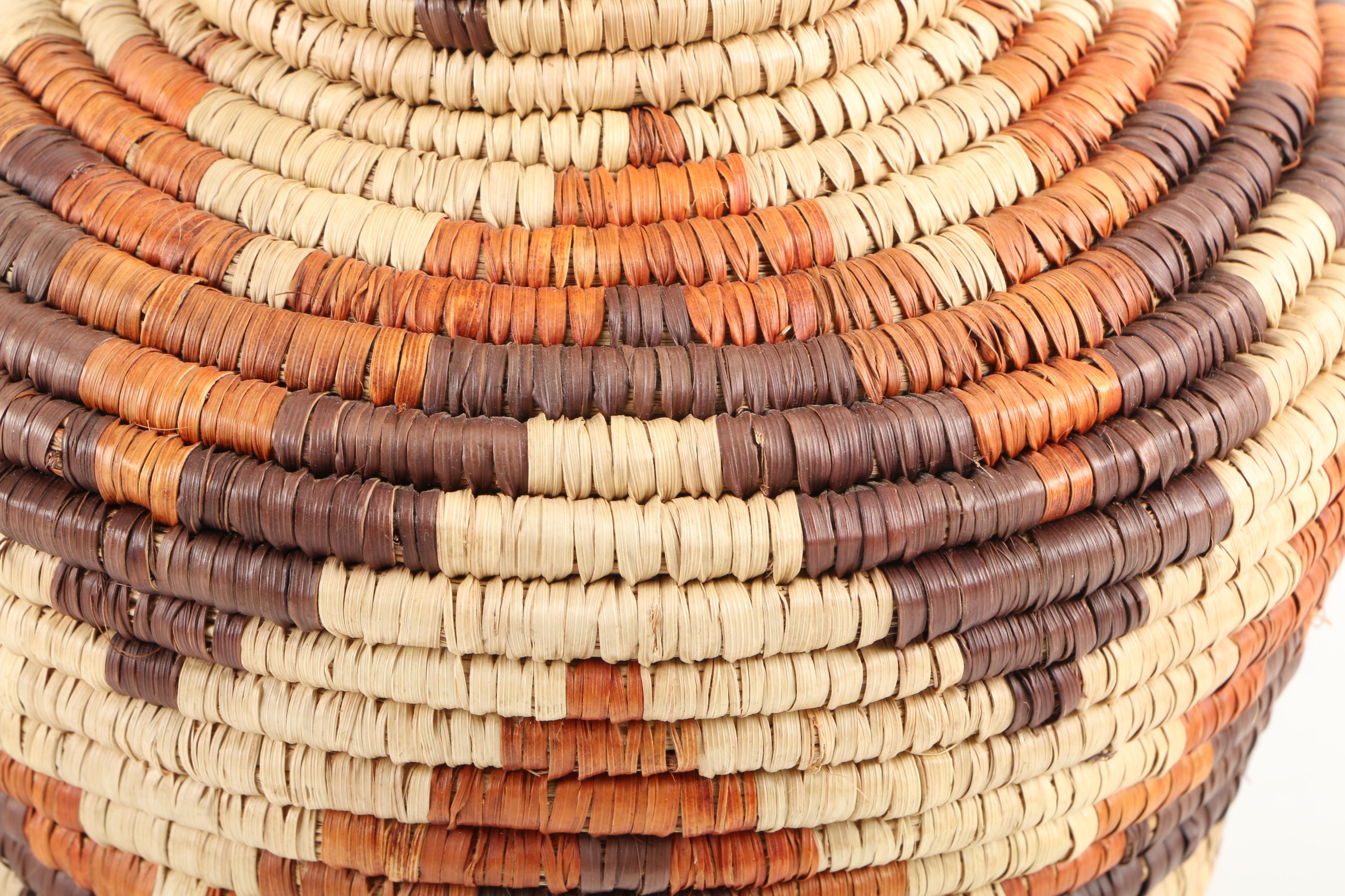 Burled Wood Bowl and Coiled Basket