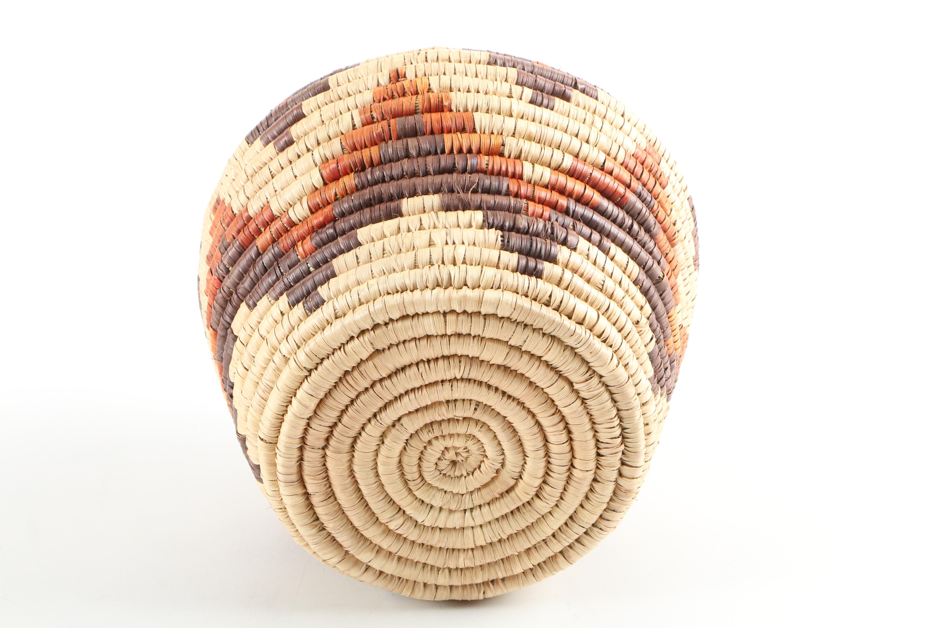 Burled Wood Bowl and Coiled Basket