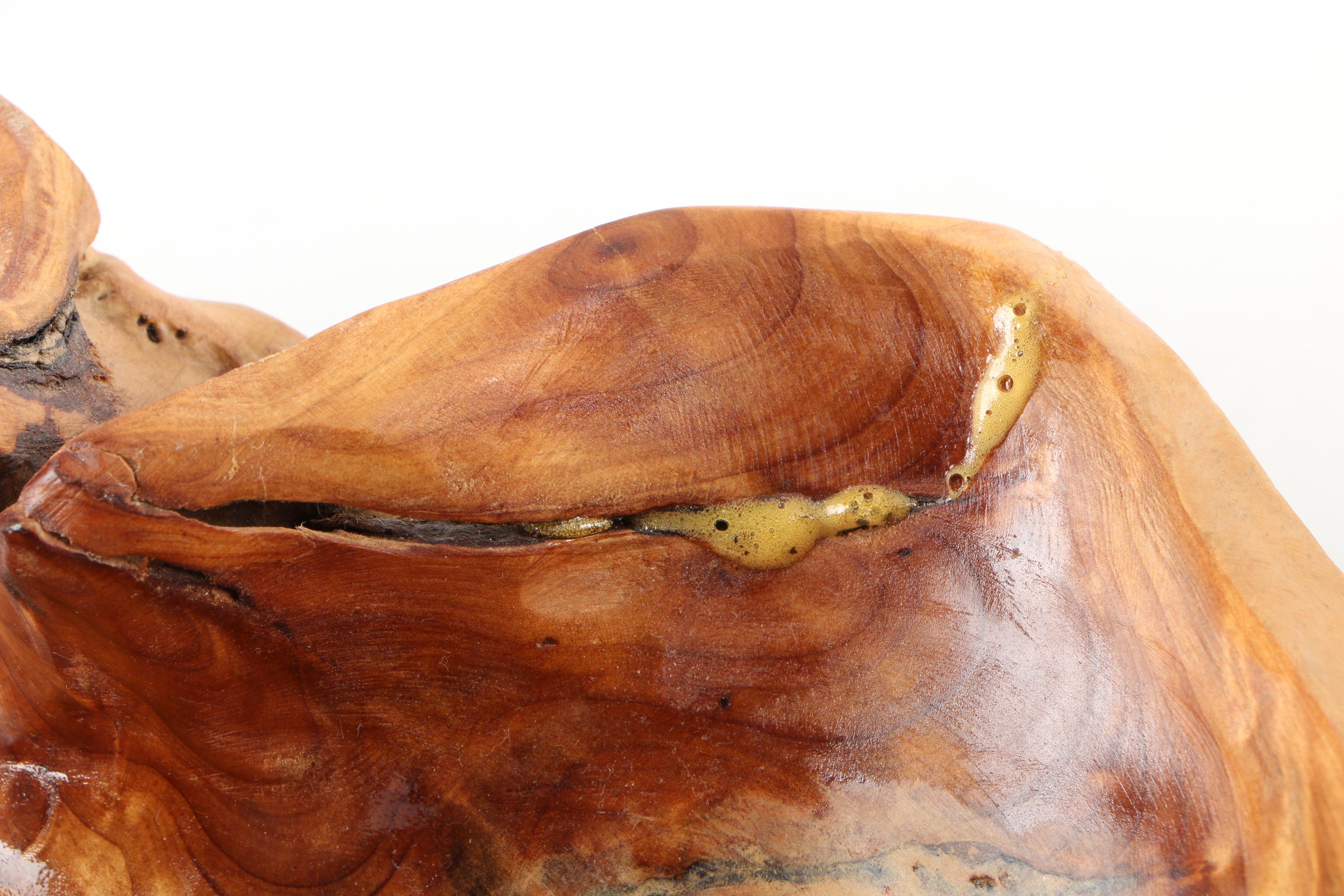 Burled Wood Bowl and Coiled Basket