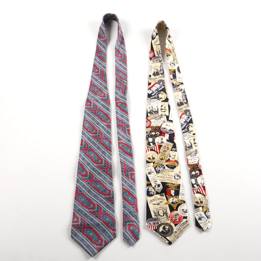 Pierre Cardin Silk Necktie with Museum Artifacts Tie