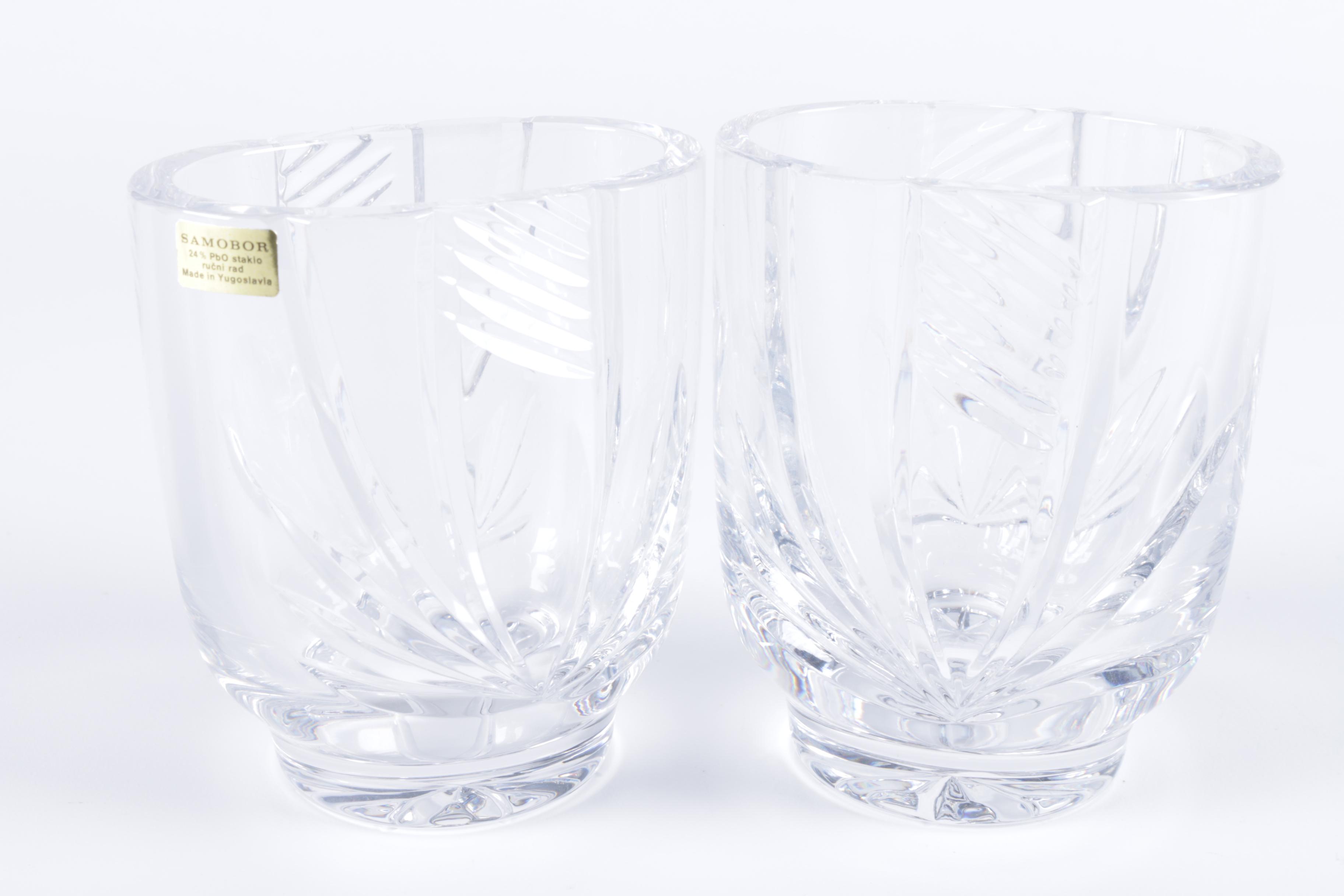 Samobor Crystal Bud Vases and Bear Figurine