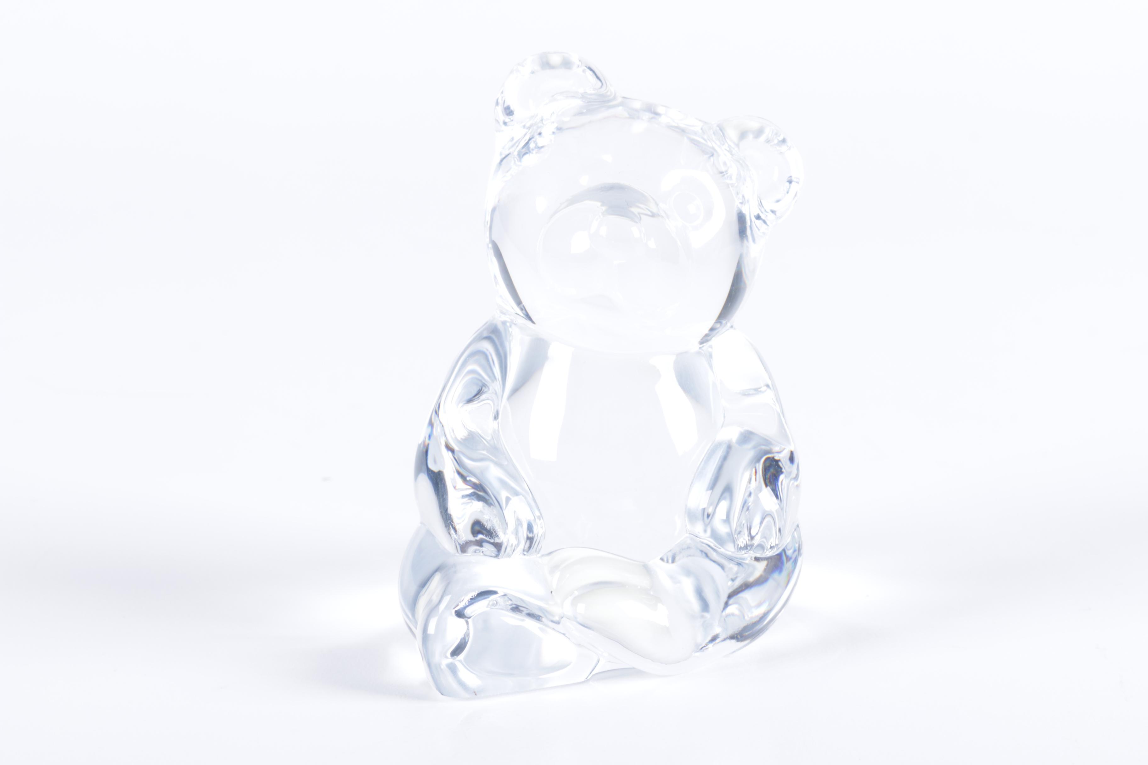 Samobor Crystal Bud Vases and Bear Figurine