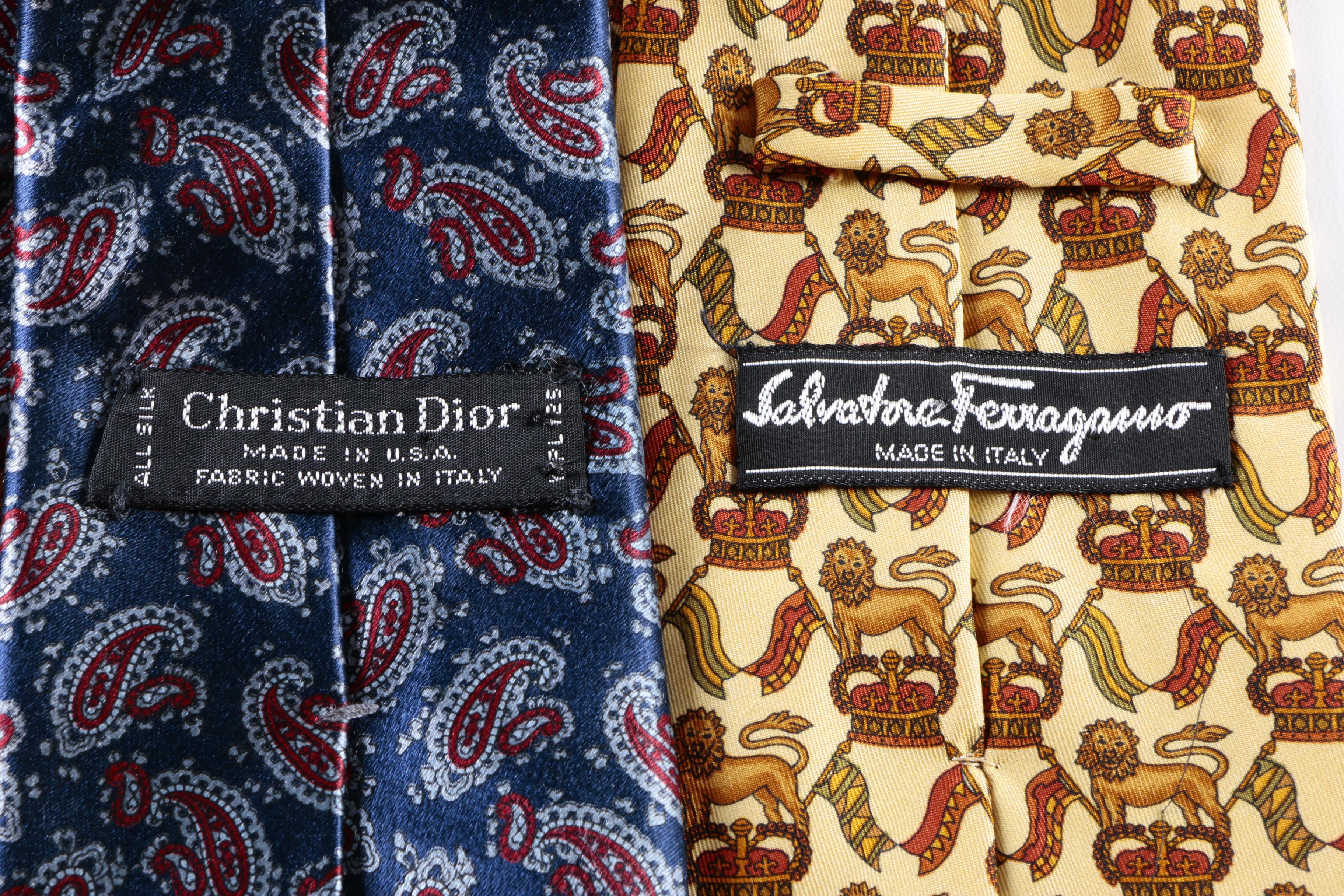 Salvatore Ferragamo and Christian Dior Designer Neckties