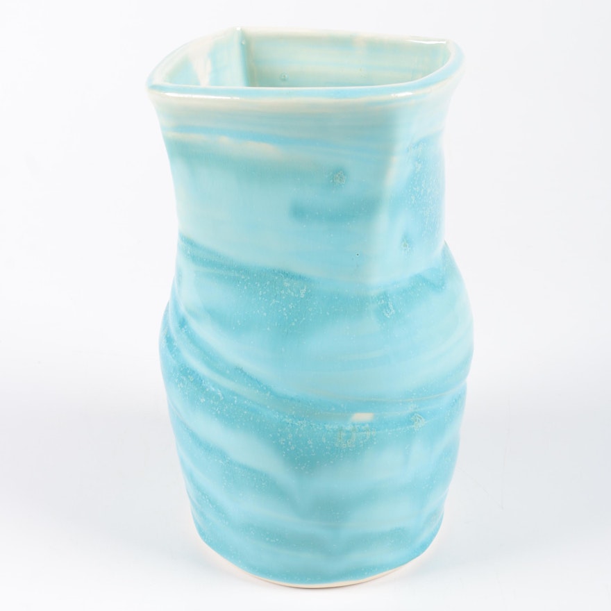 Signed Blue Porcelain Vase