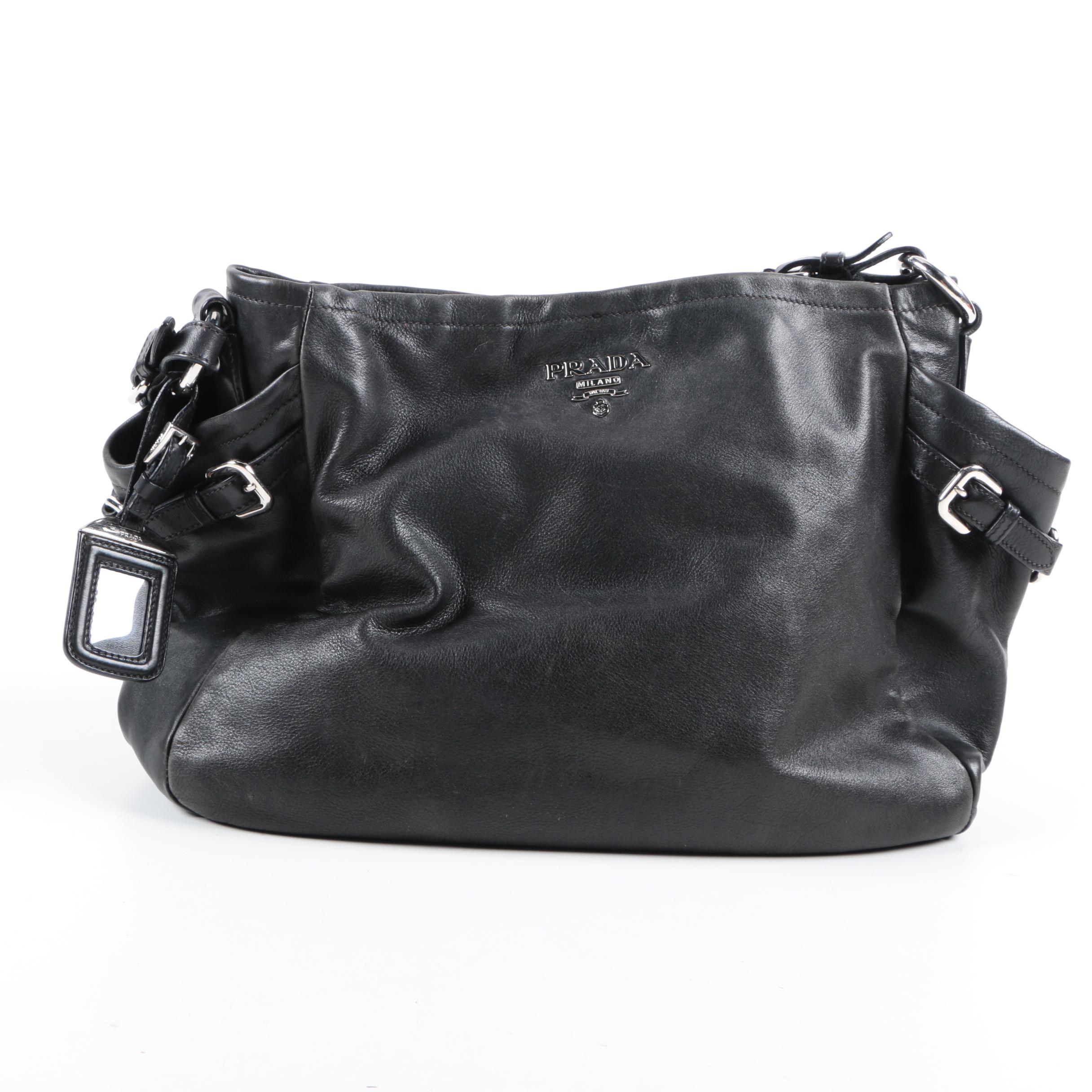 Black Leather Prada Handbag