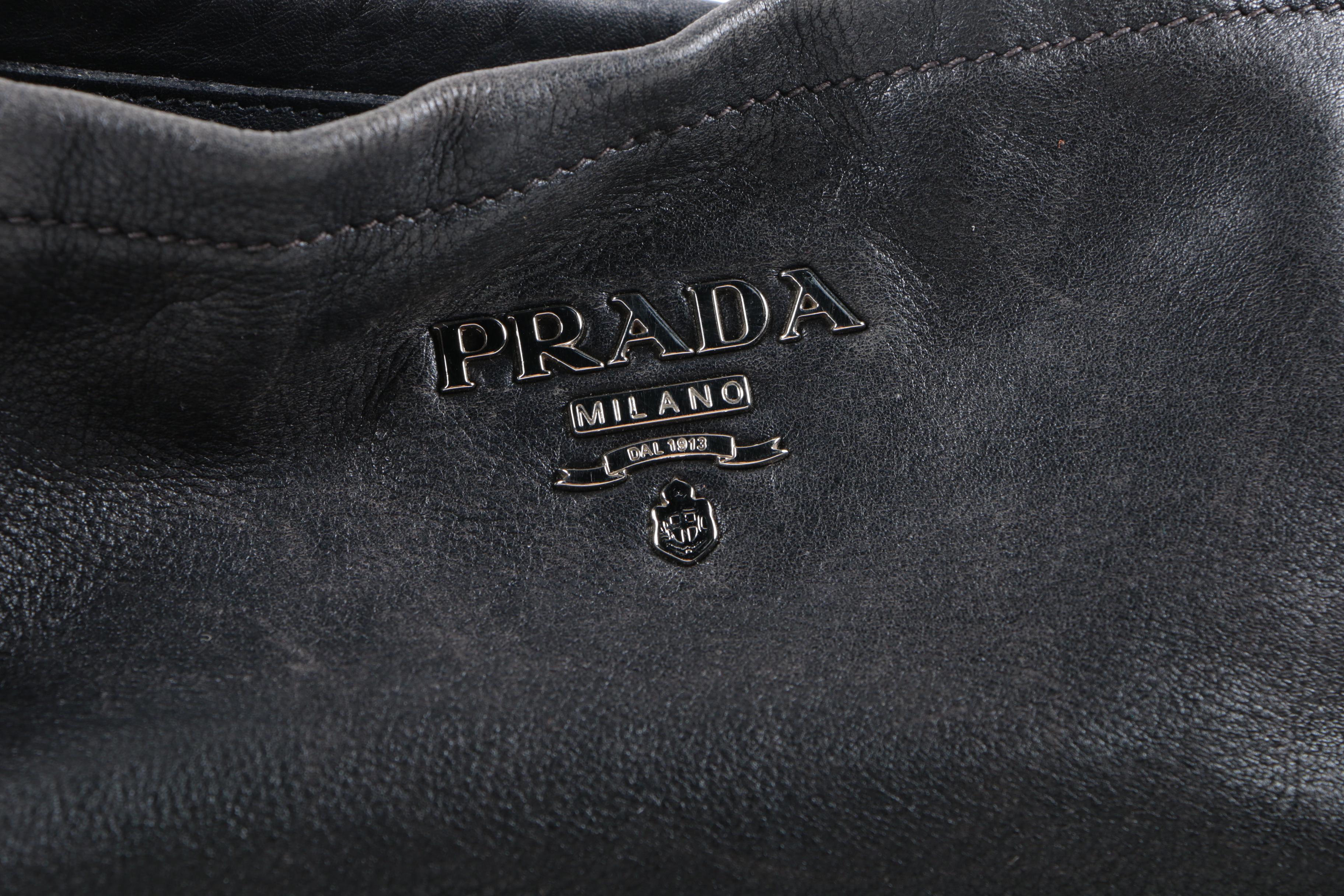 Black Leather Prada Handbag